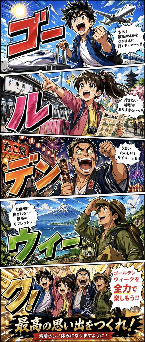 Golden Week Manga Travel Poster