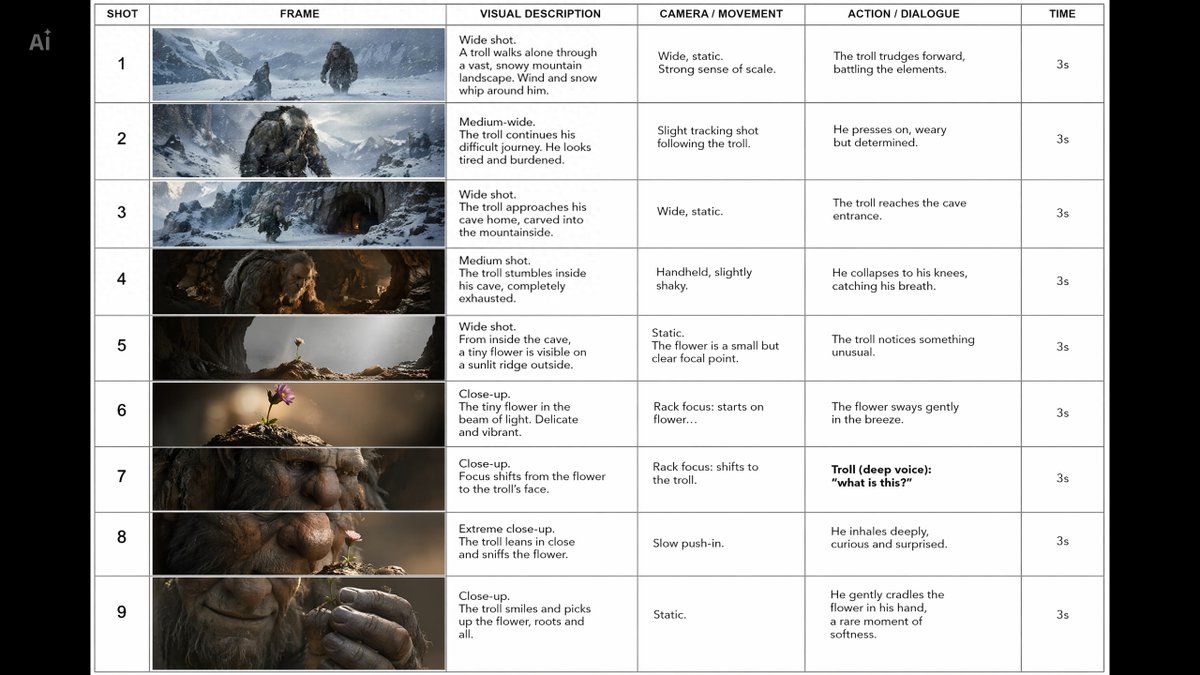 Cinematic Storyboard: The Mountain Troll