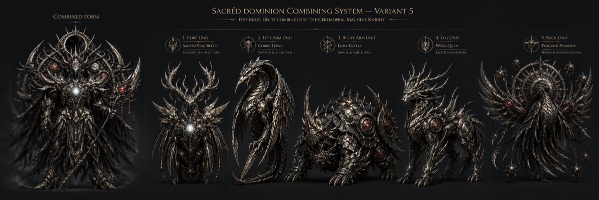 Gothic Five-Beast Combining Mecha Sheet