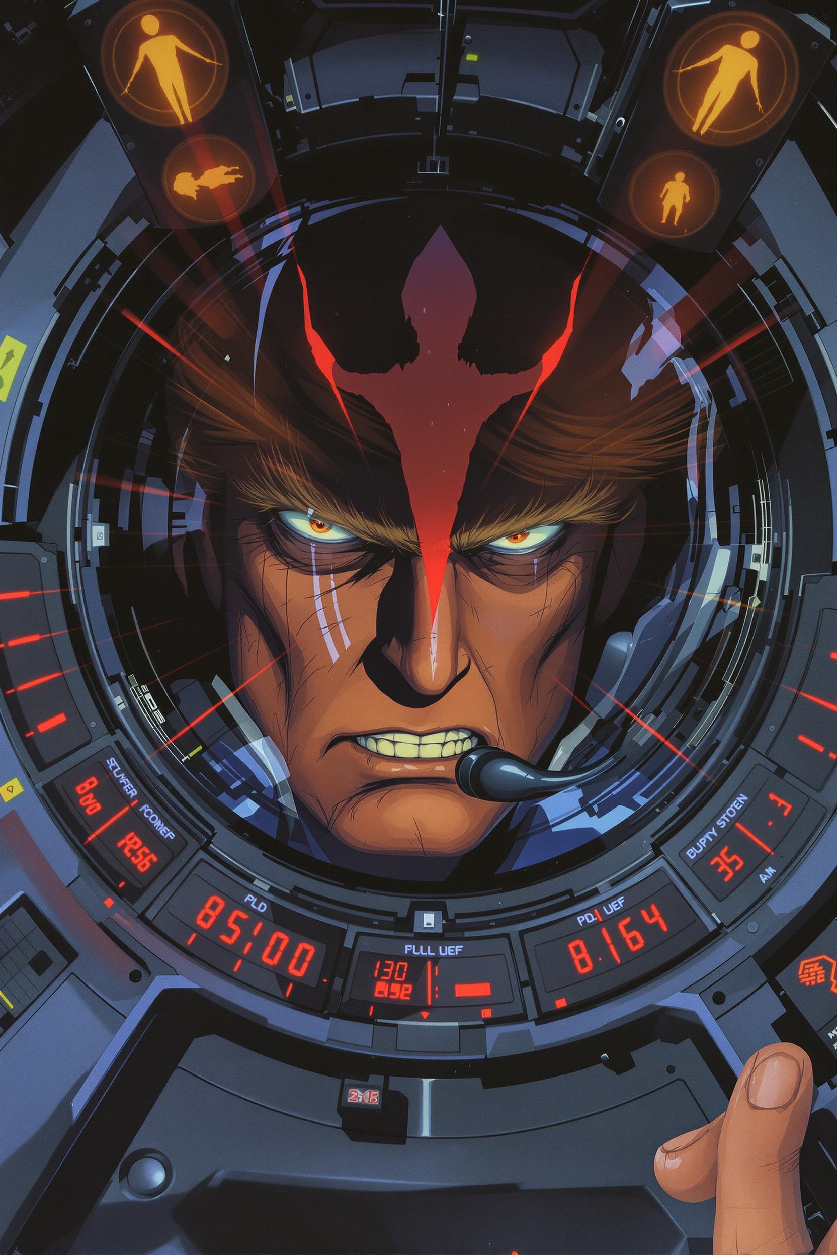 90s Anime Style Portrait Of Donald Trump As An Evil Anime Villian