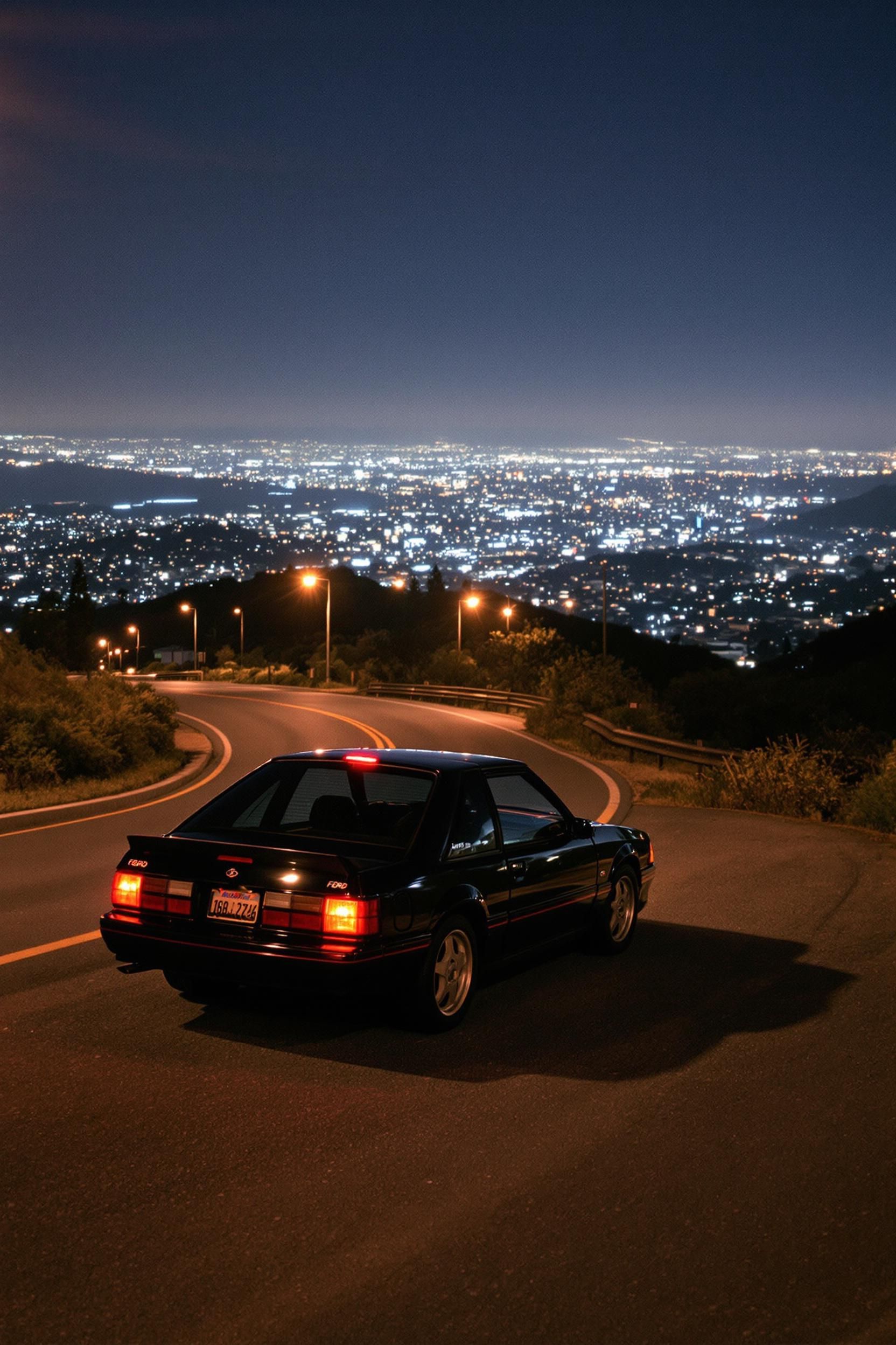 A Car On A Curved Road Of A Peaceful Back Neighborhood Of The City Of Los Angeles In 1980s 2