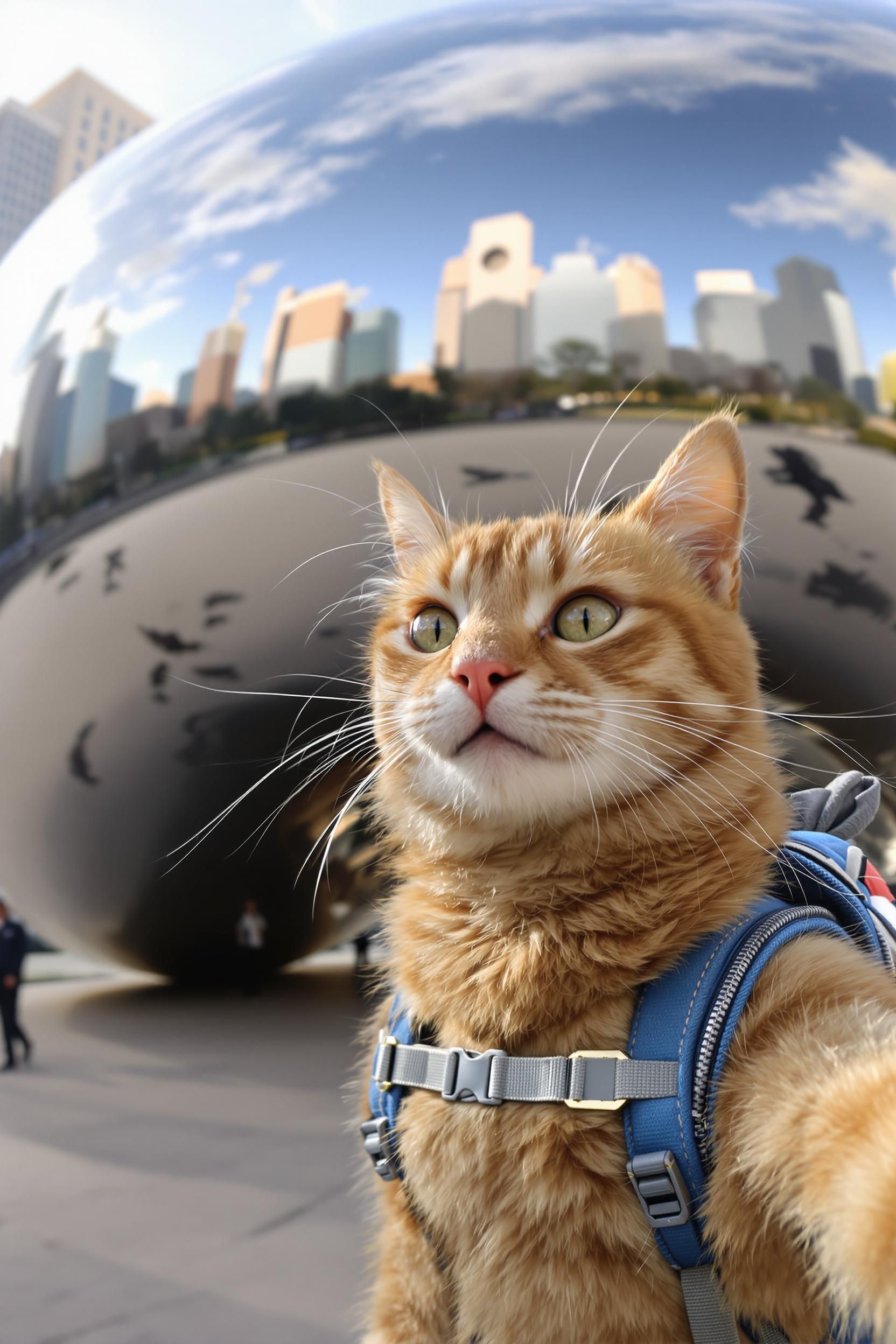 A Cat Taking A Selfie With The Chicago Bean 2