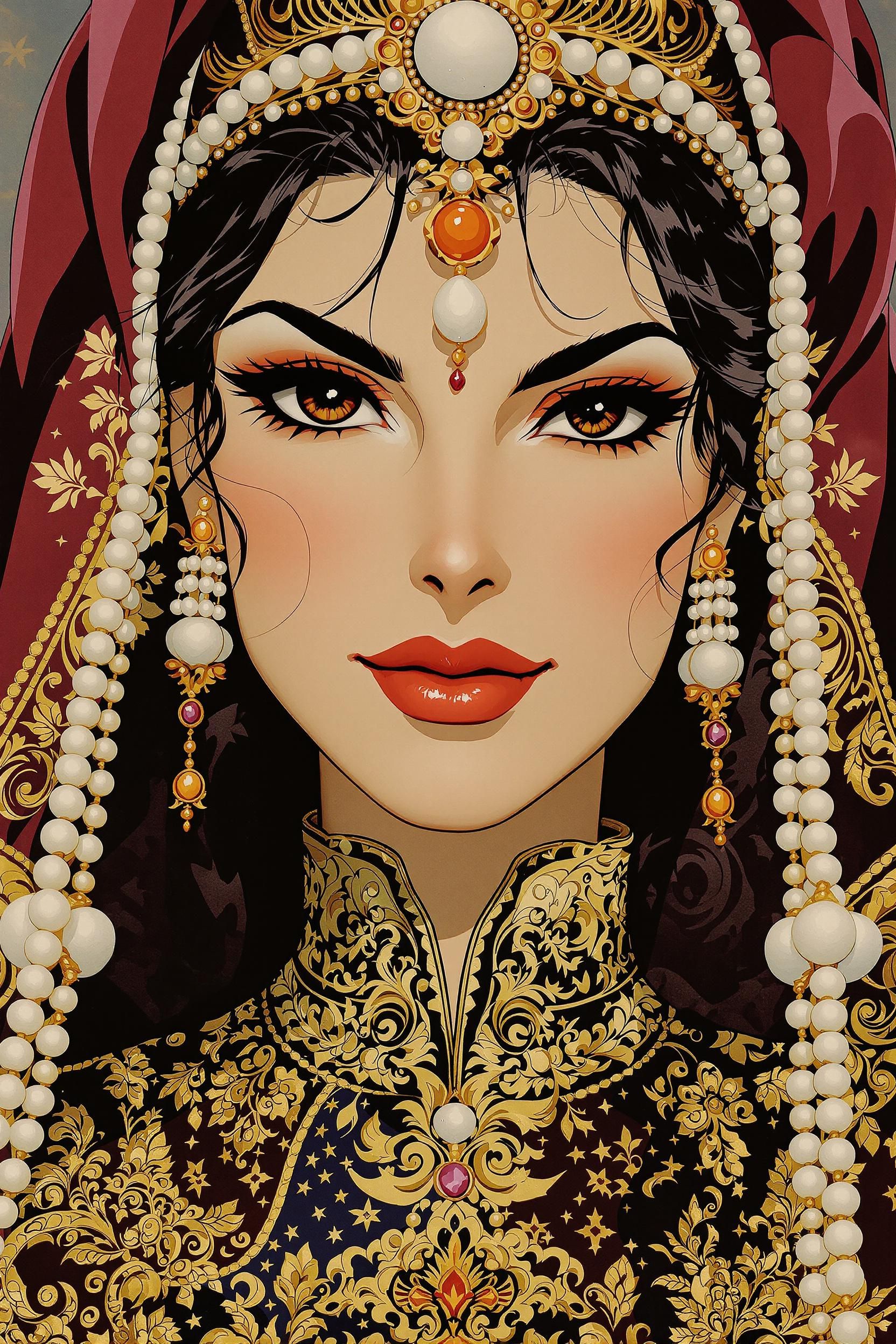A Close-up Of A Beautiful Woman With Striking Black Eyes