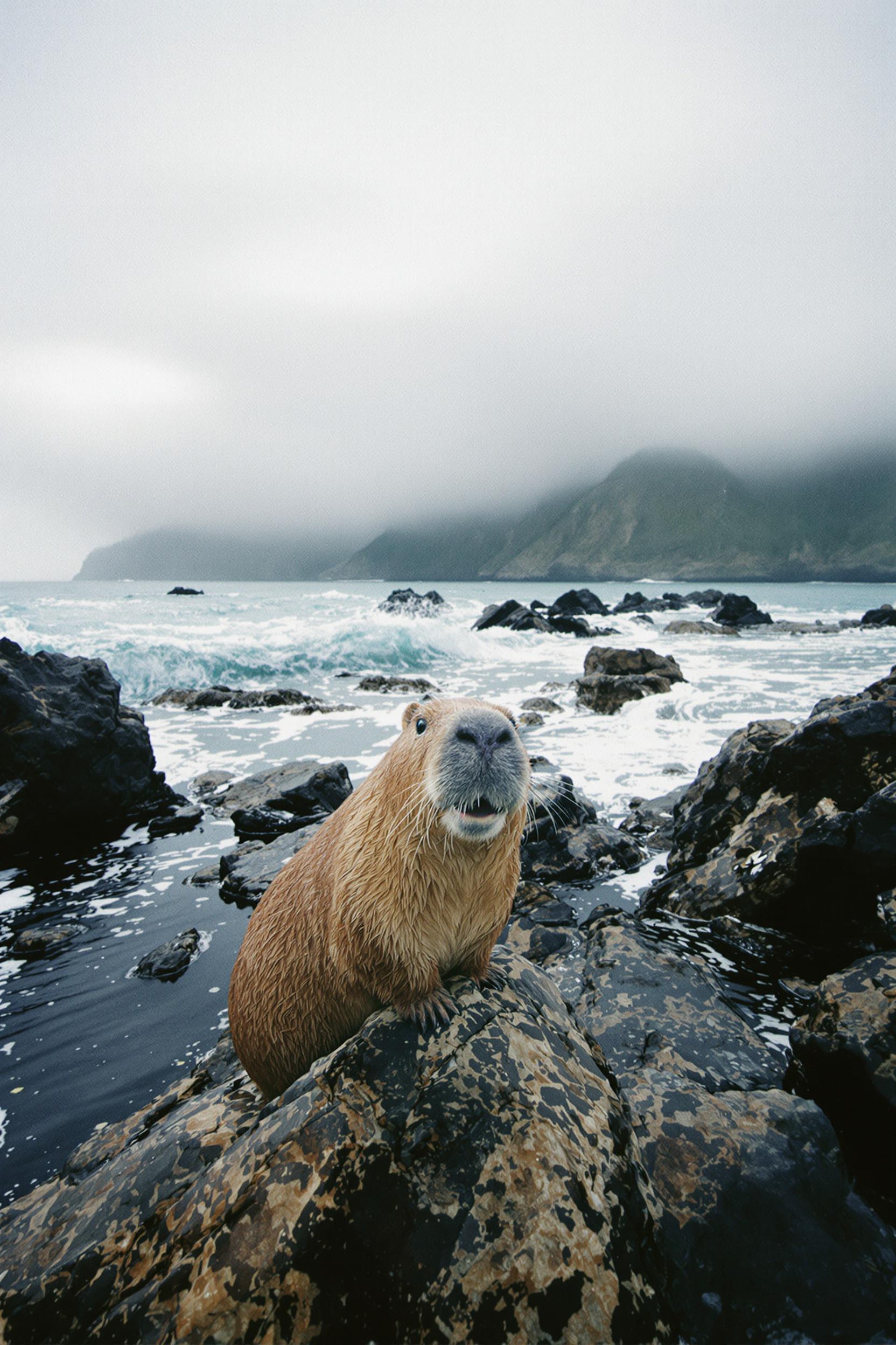 A Cute Capybara Swimming In The Ocean 2