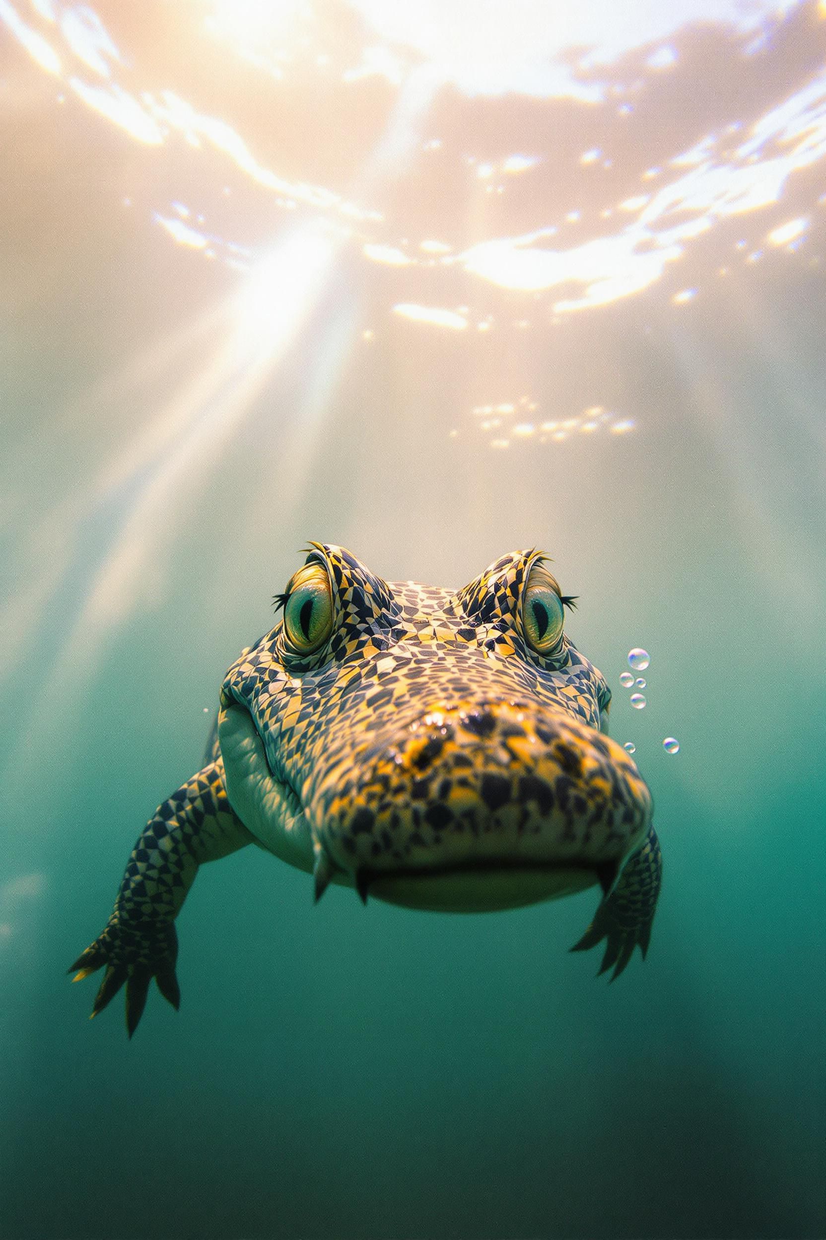 A Cute Crocodile Swimming In The Ocean