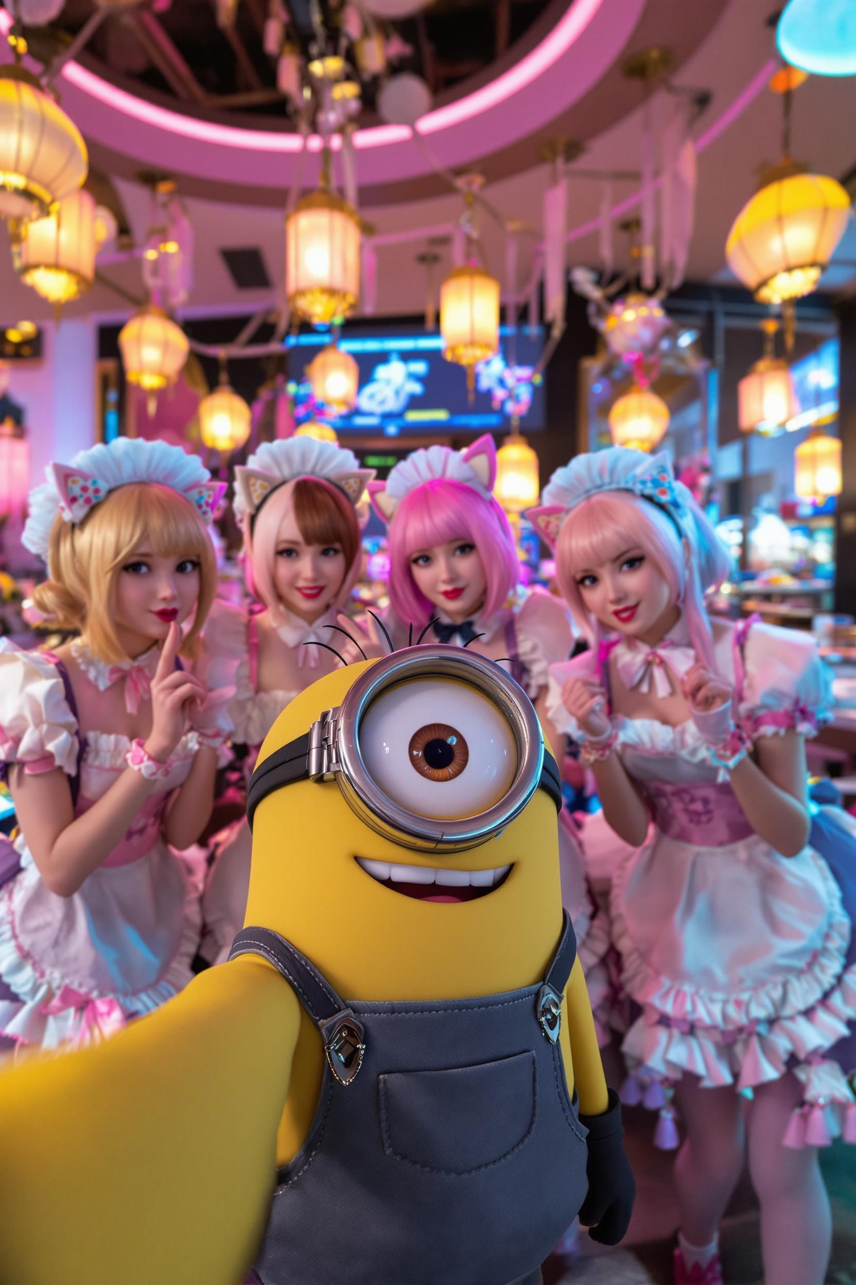 A Cute Small Minion At A Maid Cafe In Tokyo