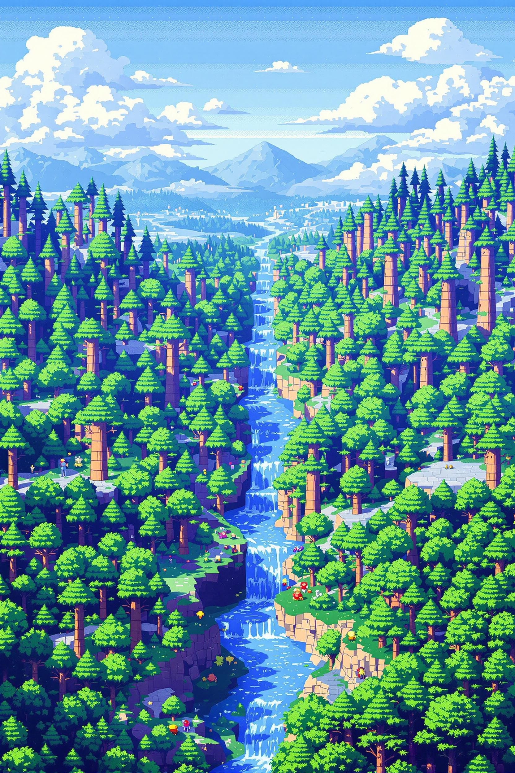 A Digital River Running Through An Electronic Forest