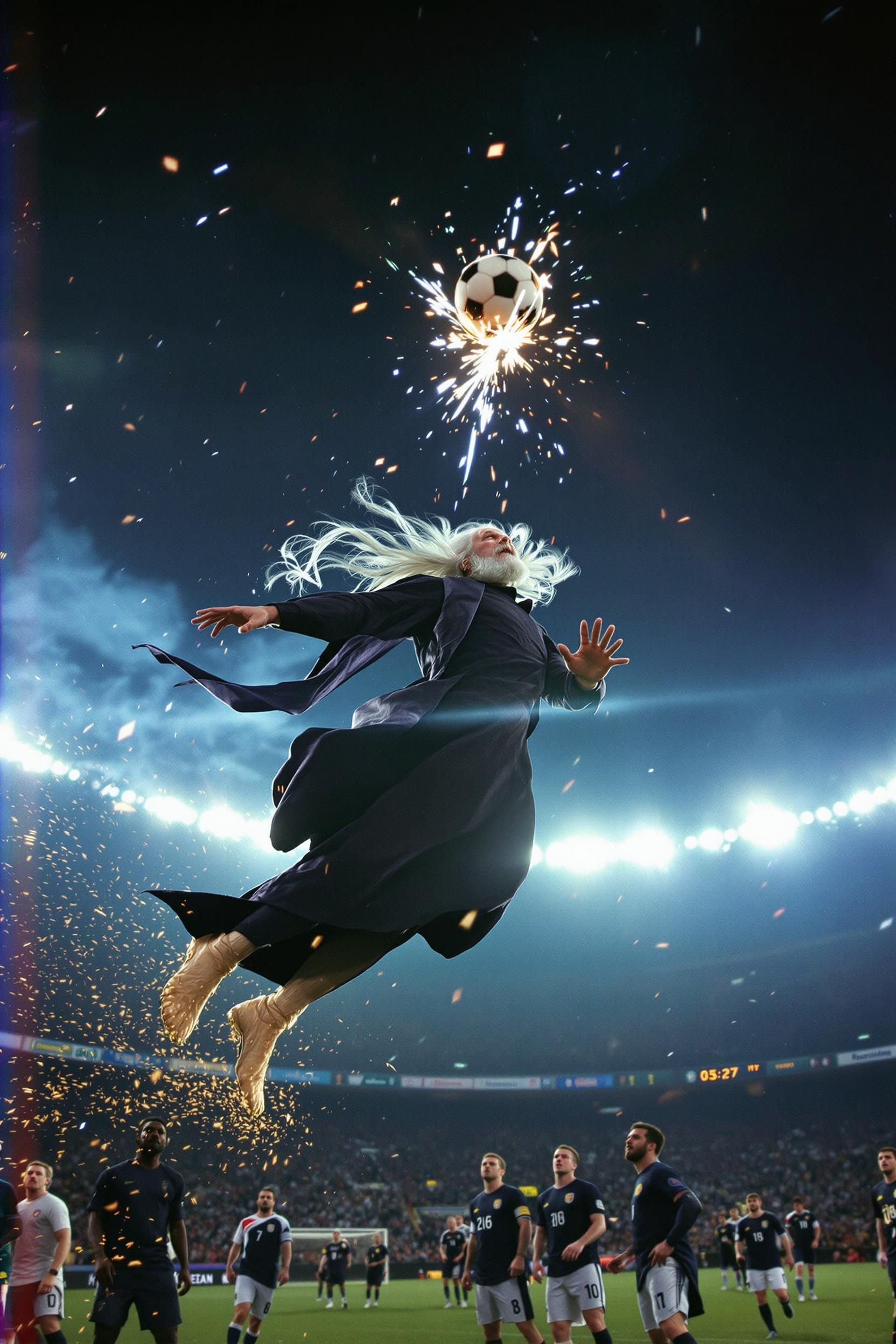 A Gritty Late-night World Cup Final Under Flickering Stadium Floodlights