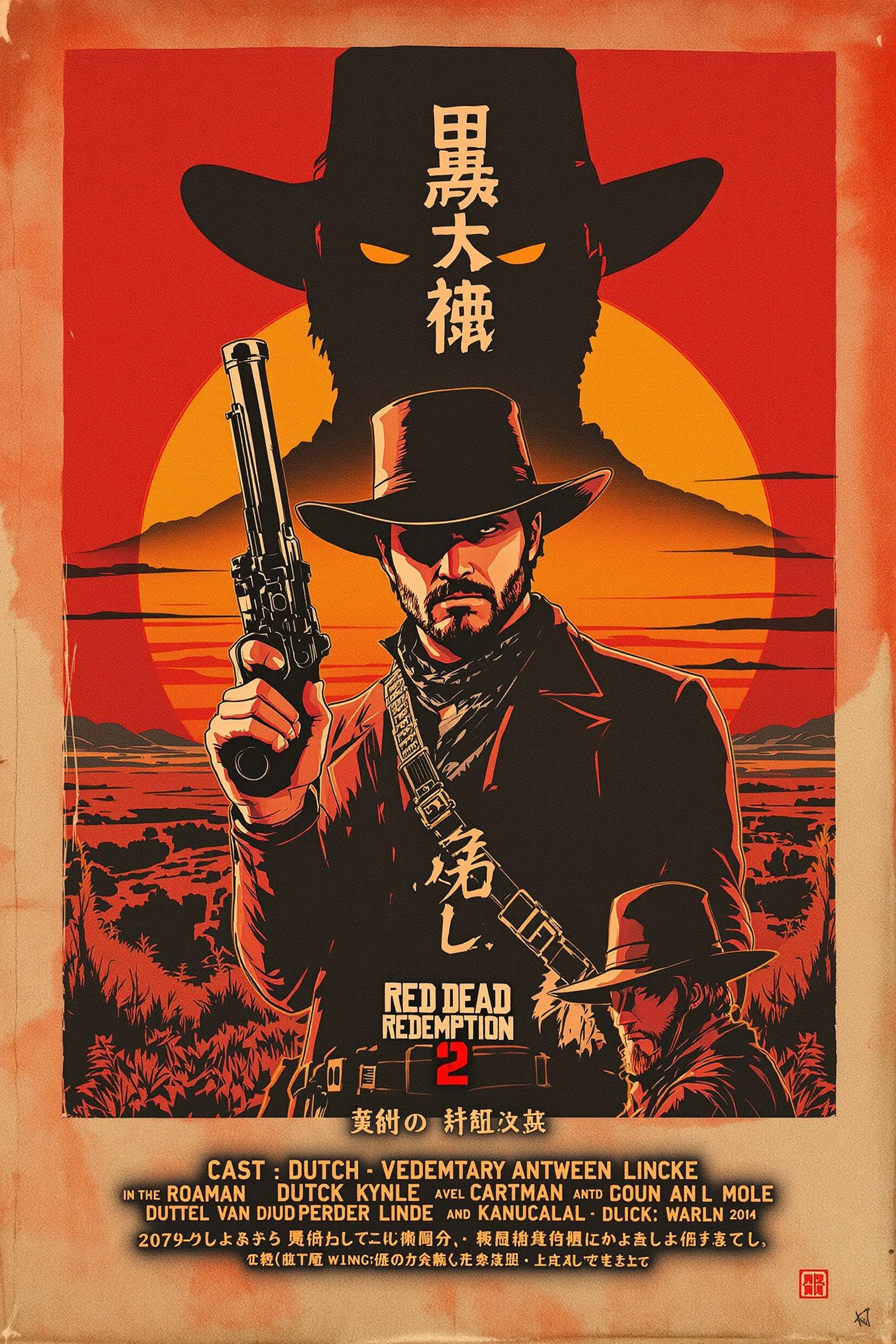 A Japanese-style Movie Poster For "Red Dead Redemption 2" As An Anime