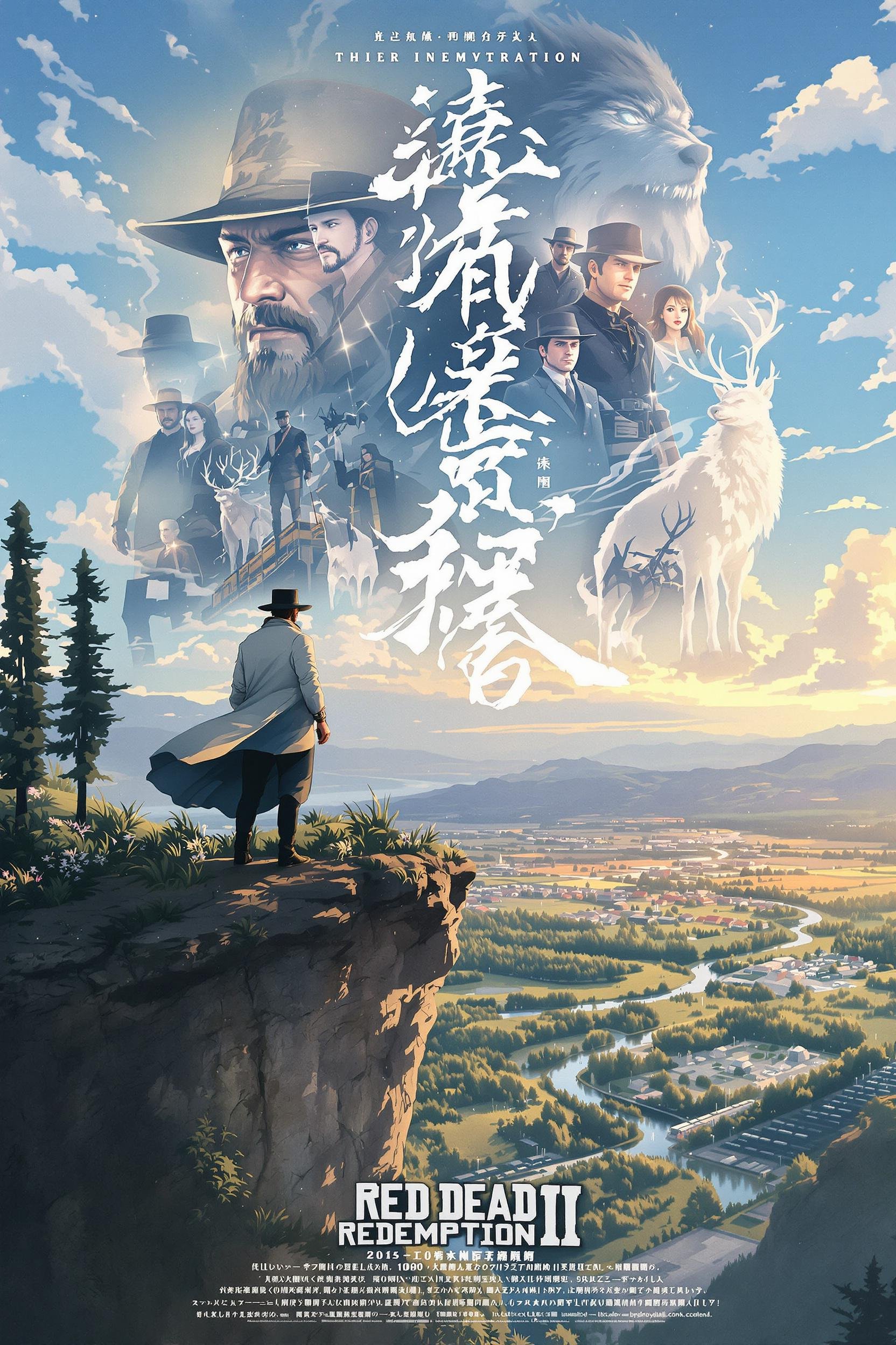 A Japanese-style Movie Poster For "Red Dead Redemption 2" As An Anime