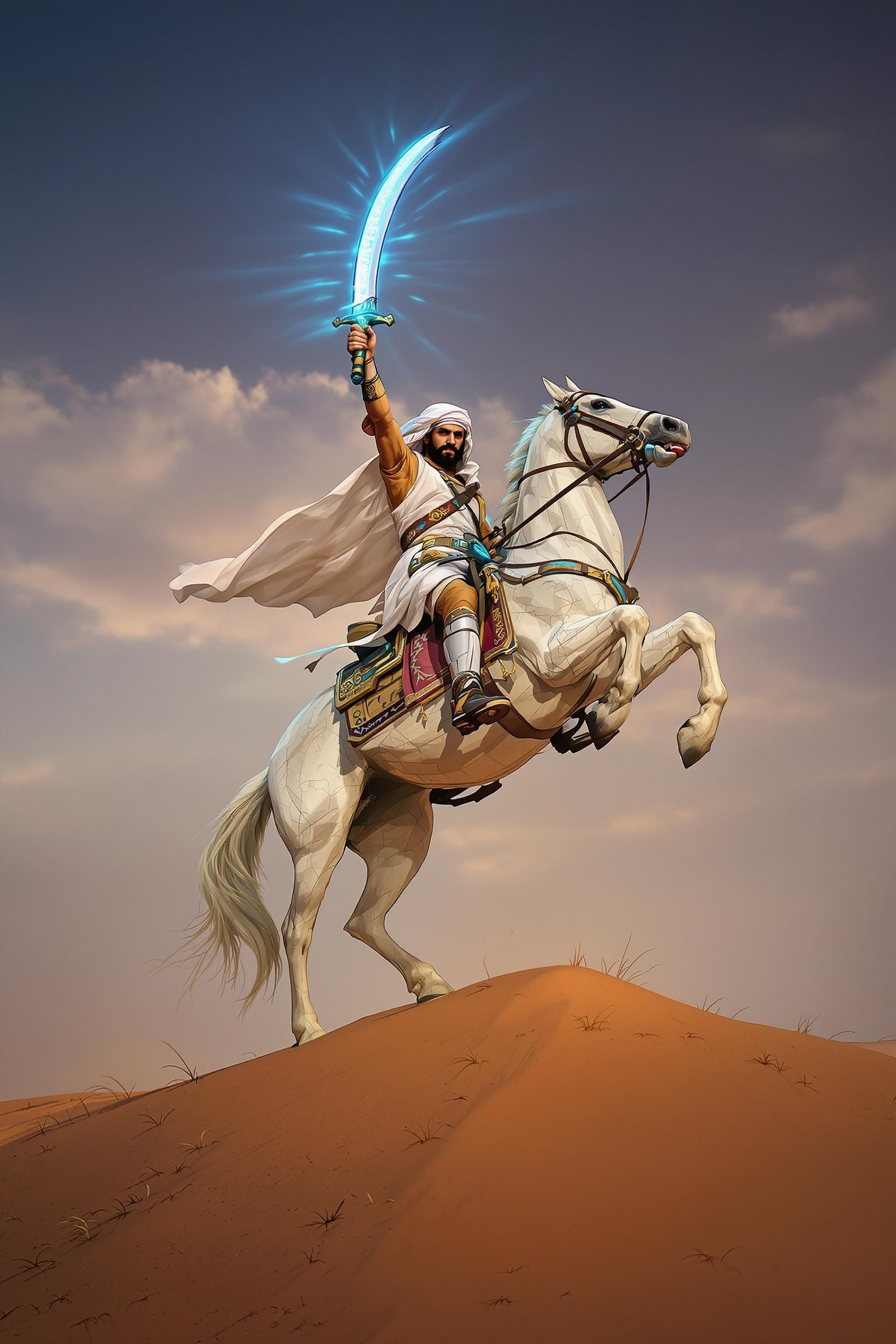 A Man Wearing Islamic Attire Rides A Horse 2