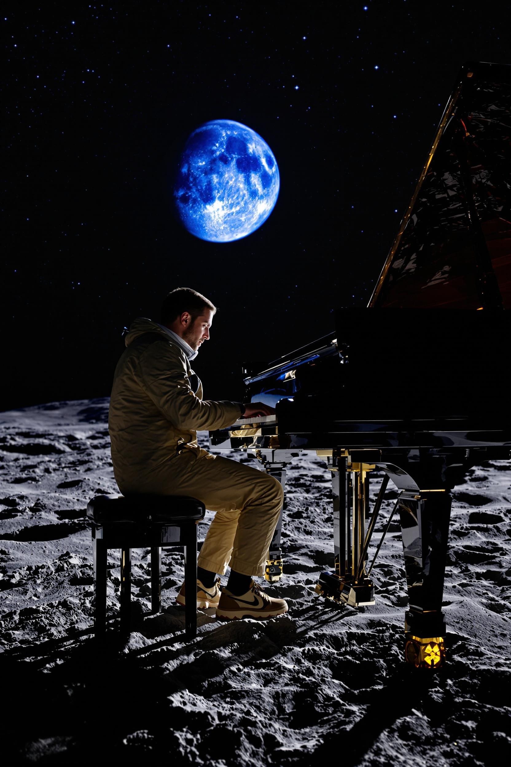 A Normal Person Play Piano In The Moon