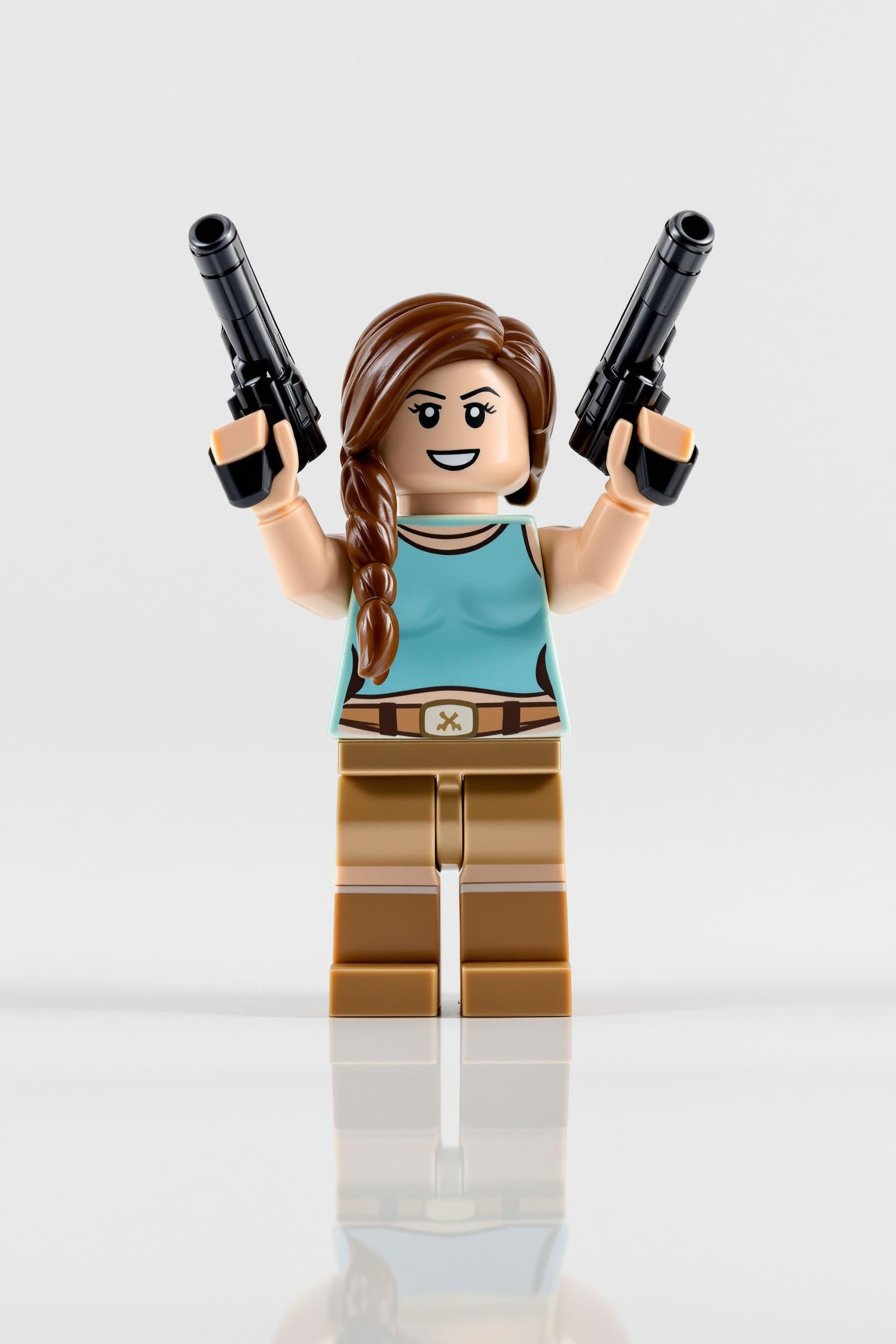 A Professional Production Photo Of A Lara Croft Lego Figure