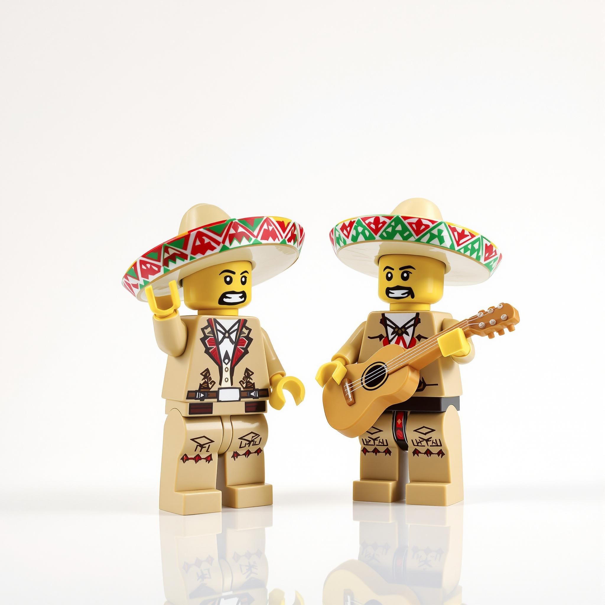 A Professional Production Photo Of Two Mexican Lego Action Figures