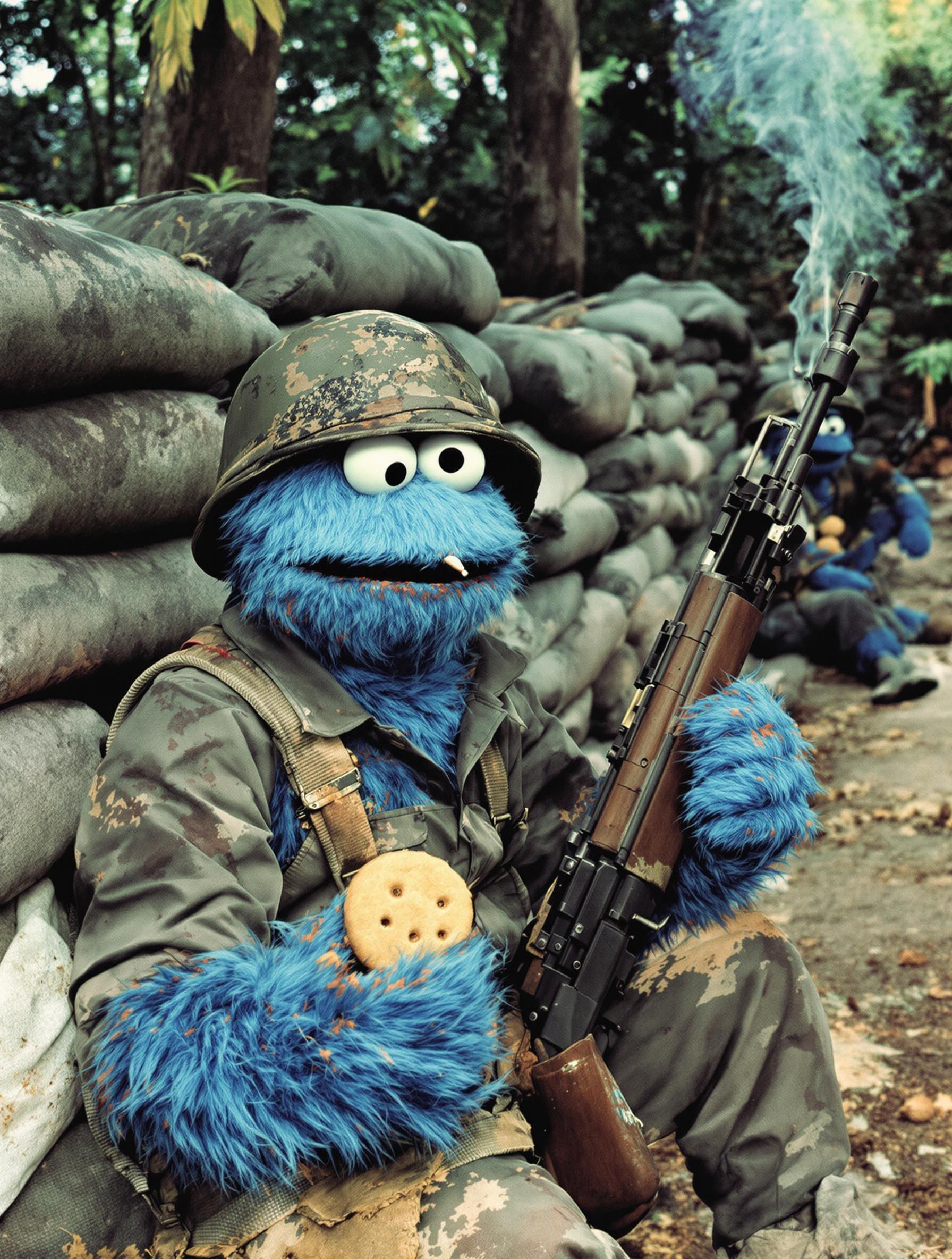 A Rare Photo Of Cookie Monster Shown During A Tour Of Duty In Vietnam 1968