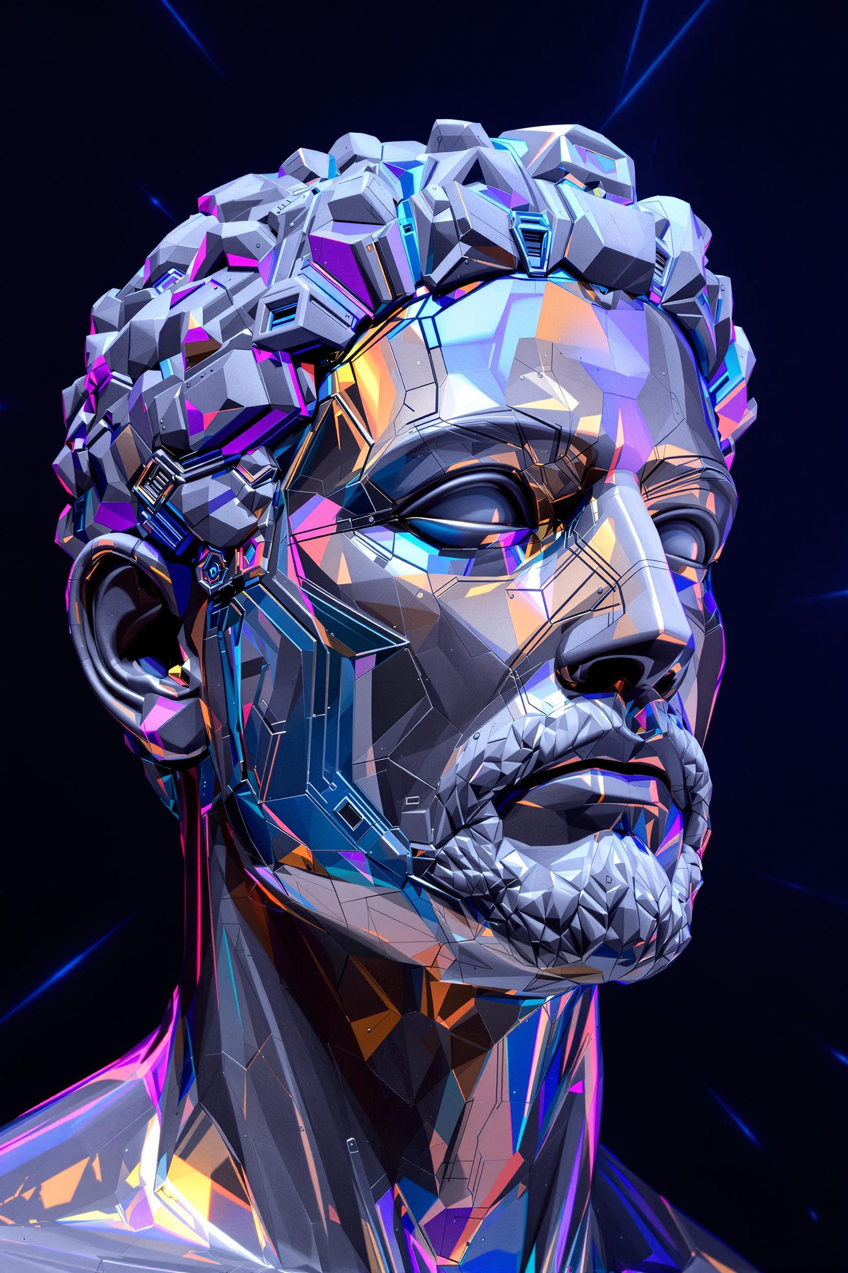 A Stunning Iridescent Male Marble Bust