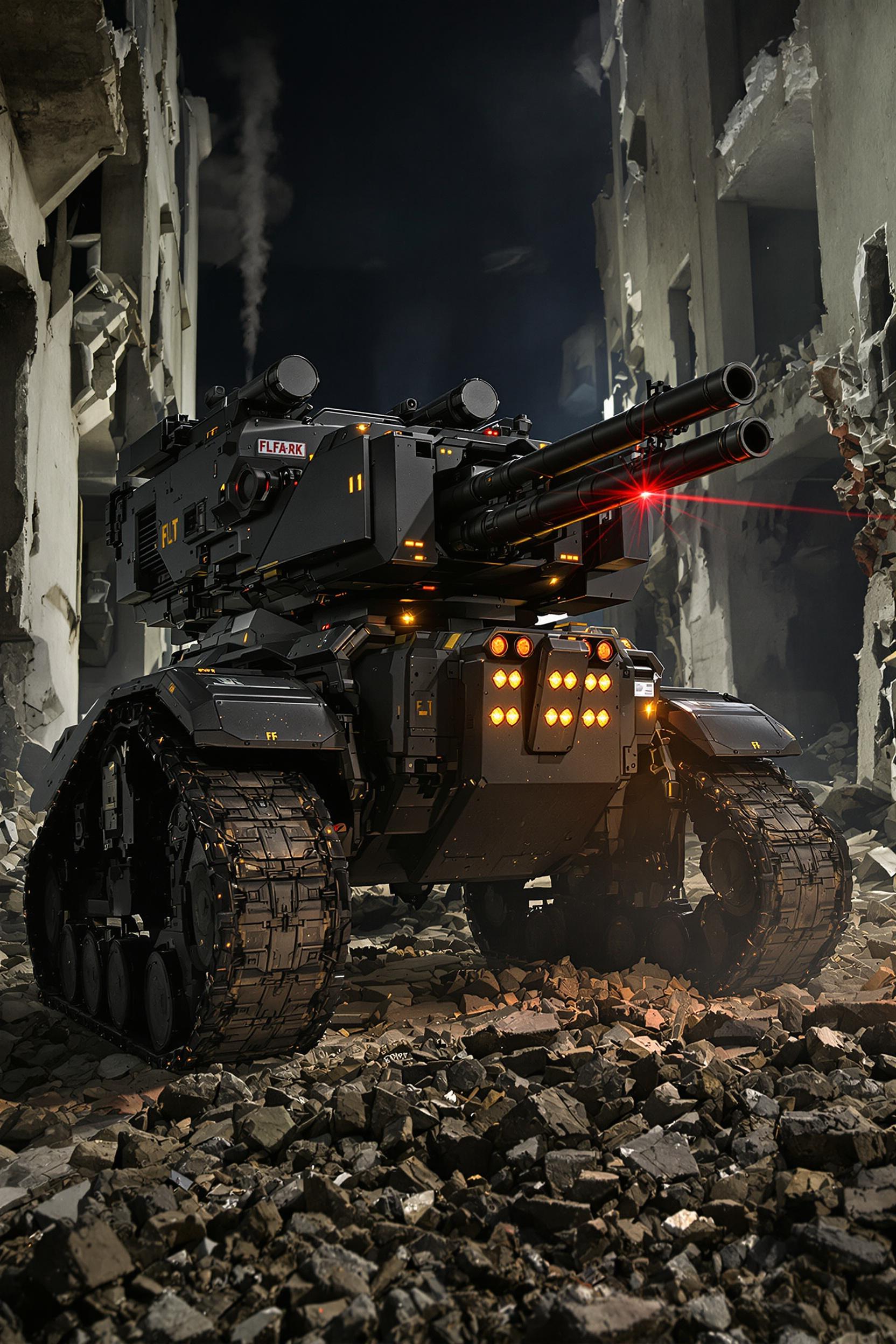 A Tracked Military Robot Equipped With A Machine Gun Turret And Powerful Optics