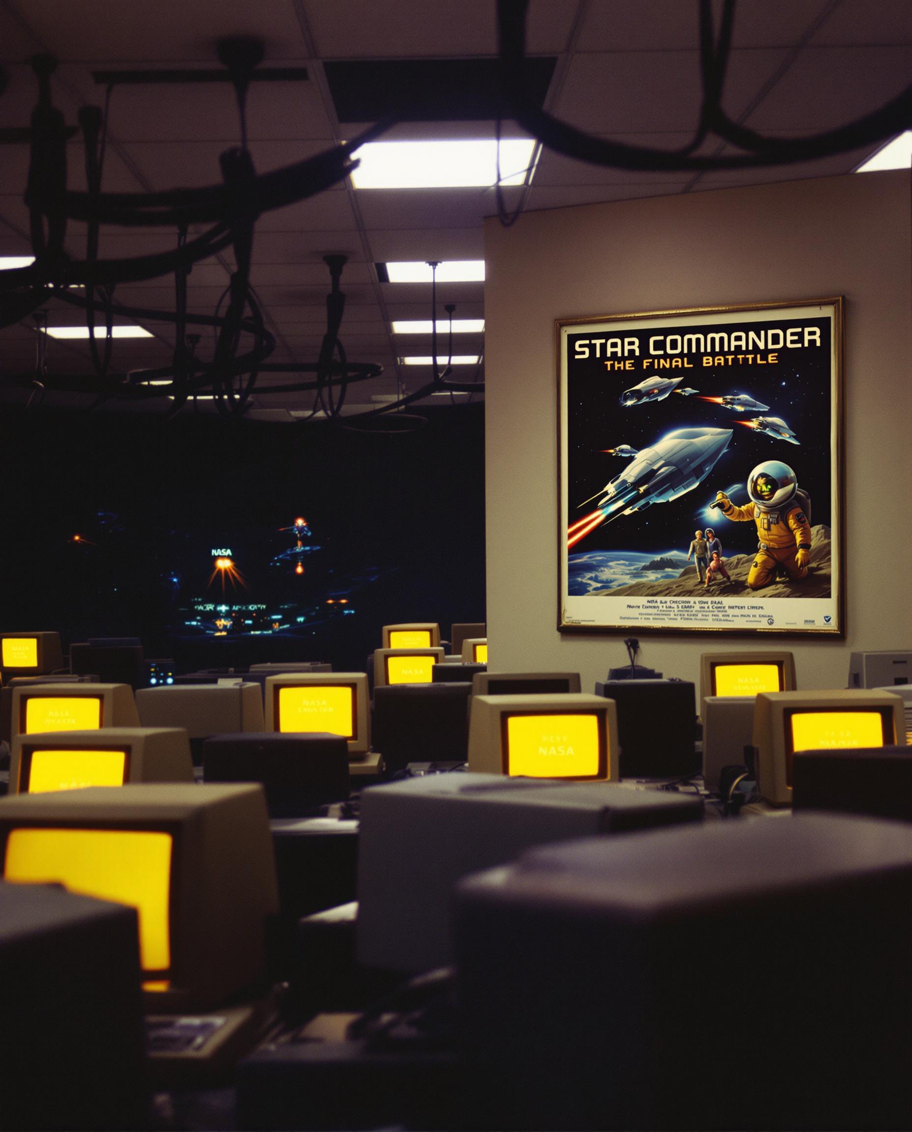 A Vintage Photograph Of An Old Computer Room With Retro Tech
