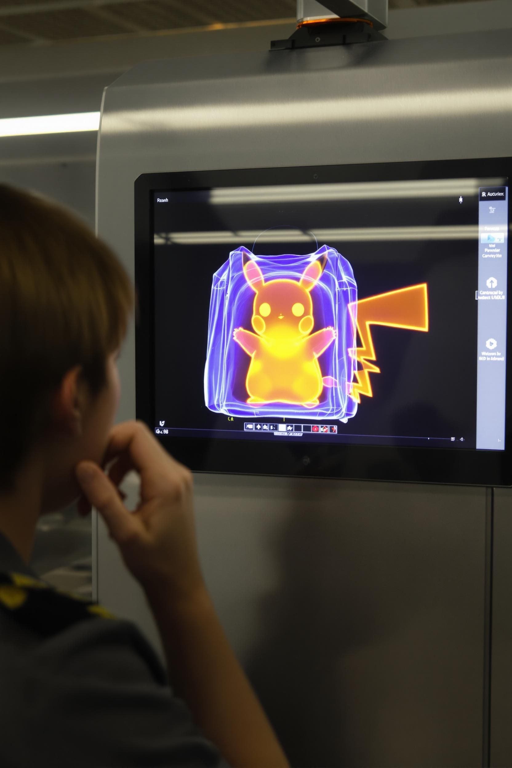 Airport Security X-ray Image Of Pikachu In A Carry-on Bag