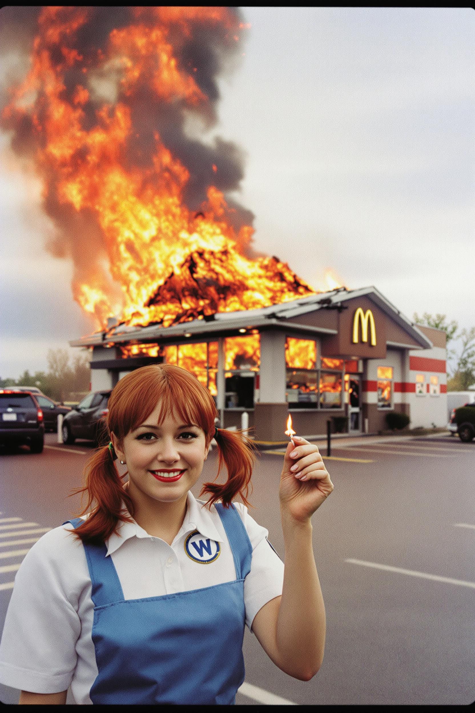 Analog Photo Of Wendy From Wendy's Striking A Match