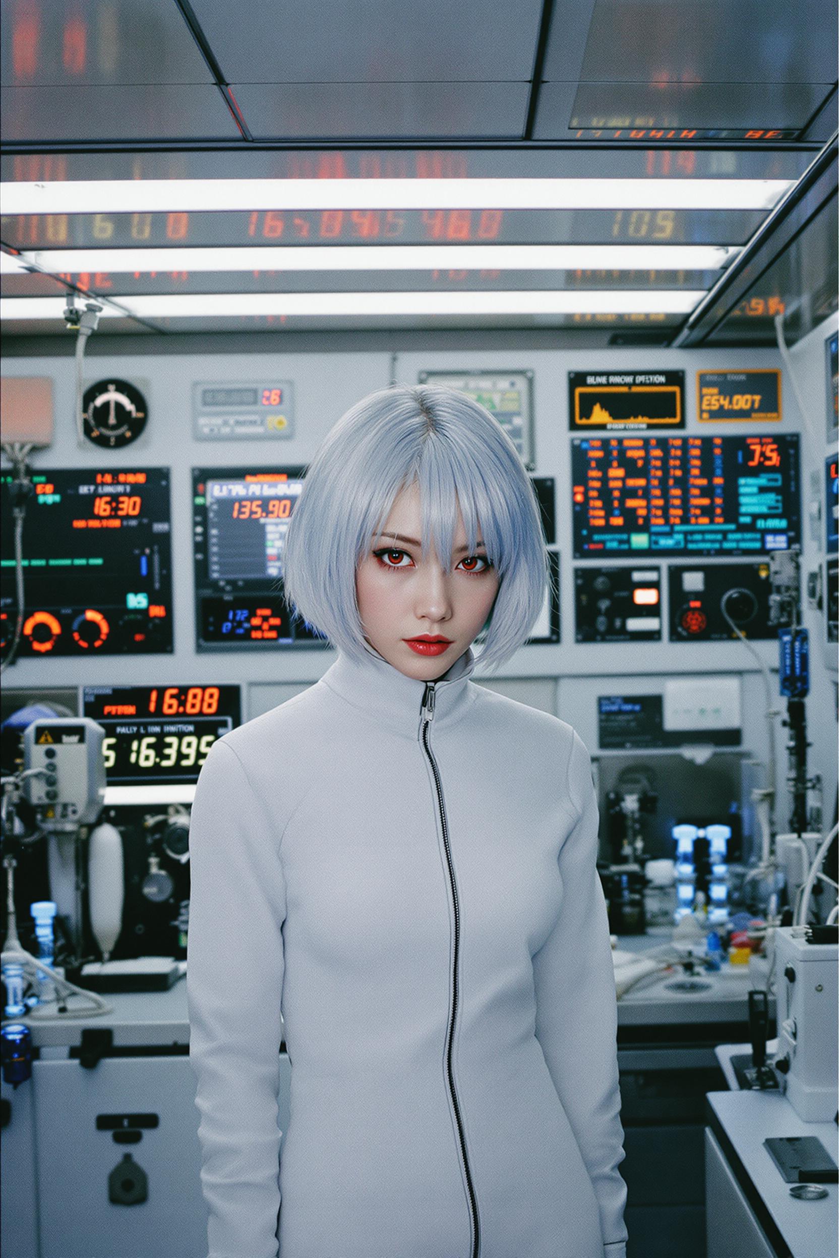 Analog Portrait Photo Of Rei Ayanami