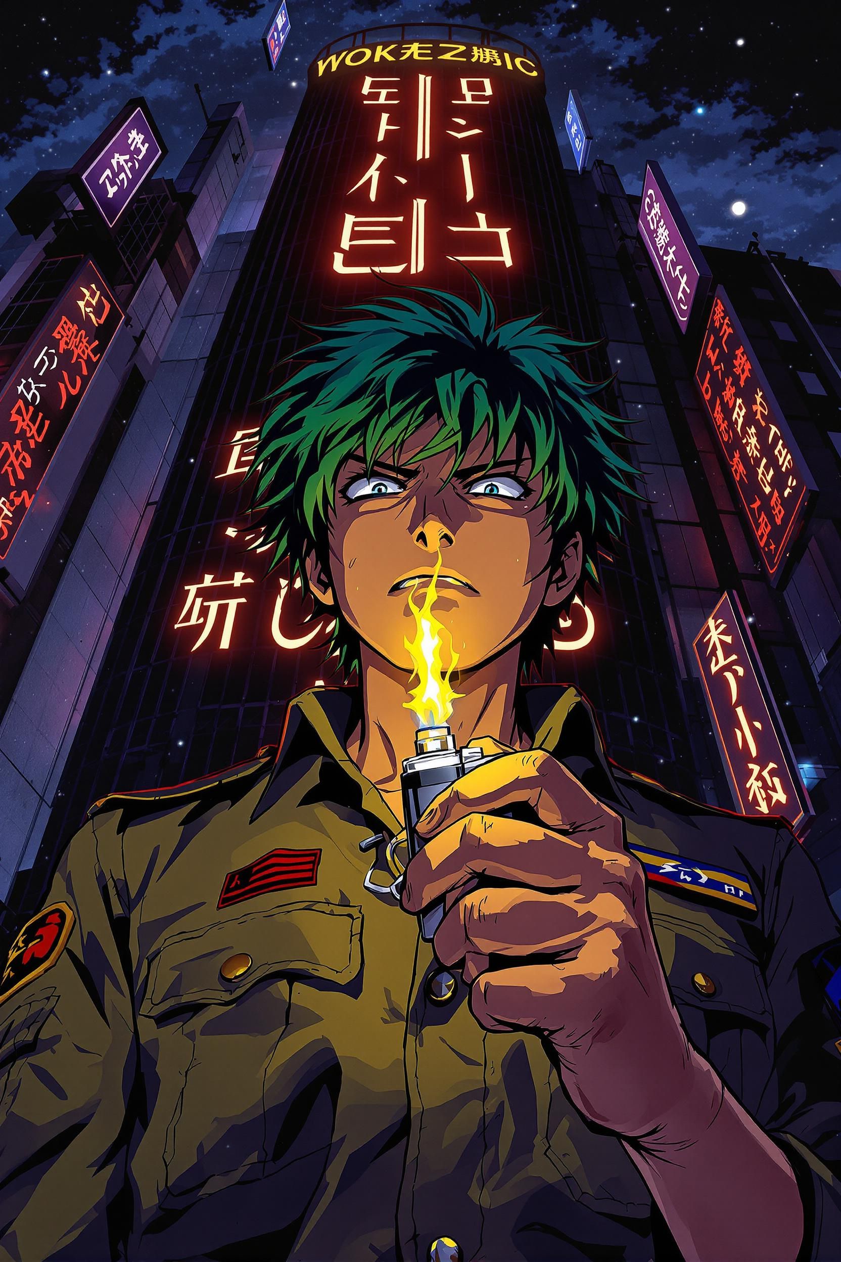 Anime Boy Lighting A Cigarette