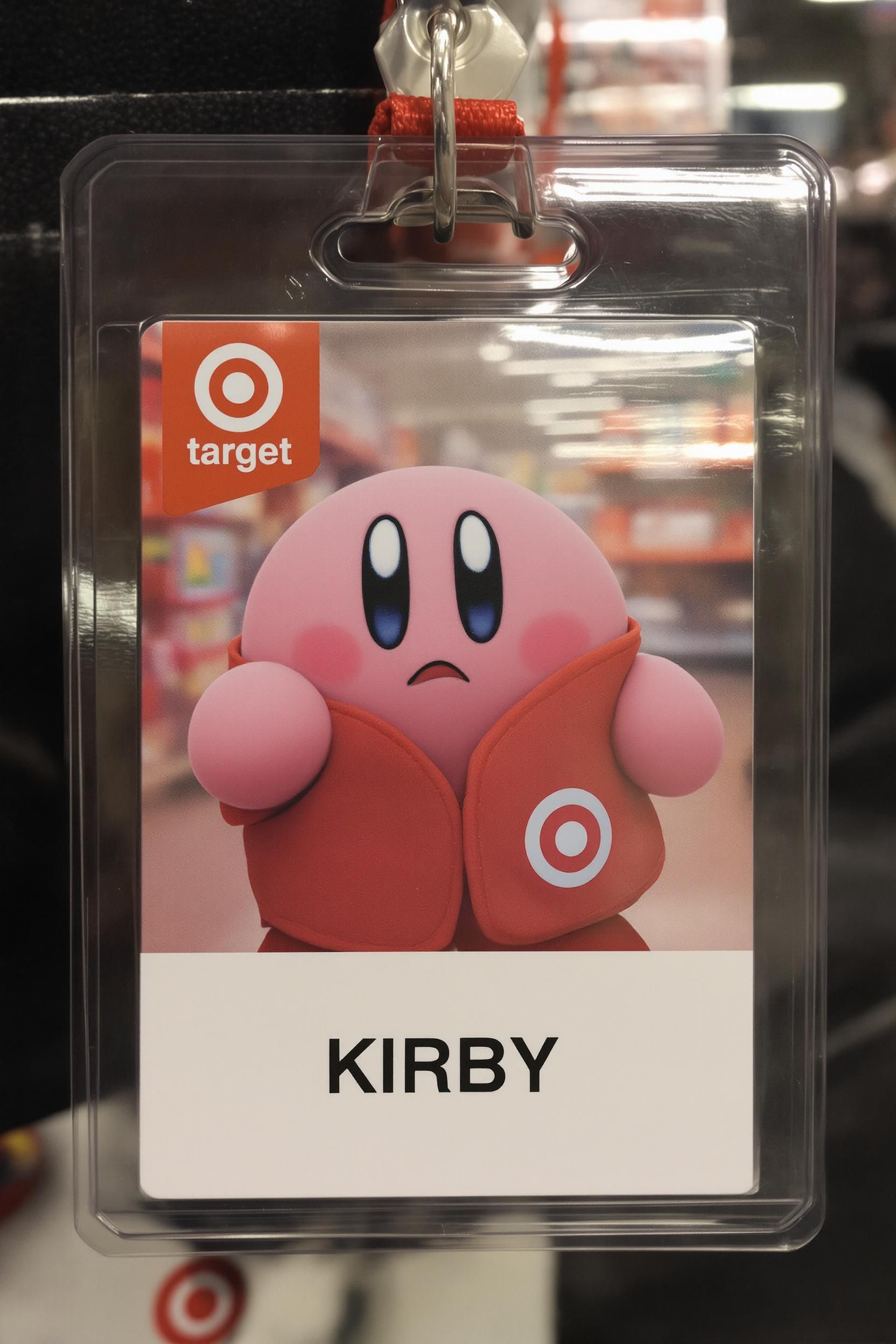 Awkward Employee ID Badge Photo Of Kirby As New Target Team Member