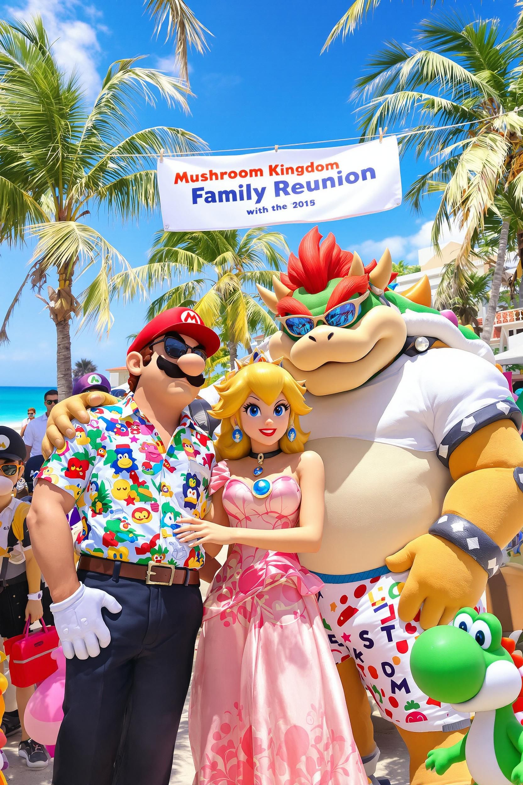 Awkward Family Holiday Photo With Mario Clearly Uncomfortable In Formal Wear