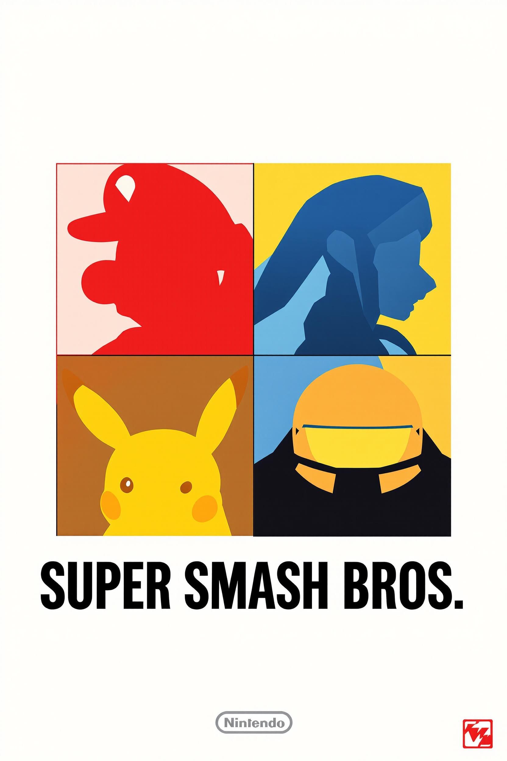 Bauhaus Swiss Typography Minimaist Style Poster About The Super Smash Bros Video Game And Ninten