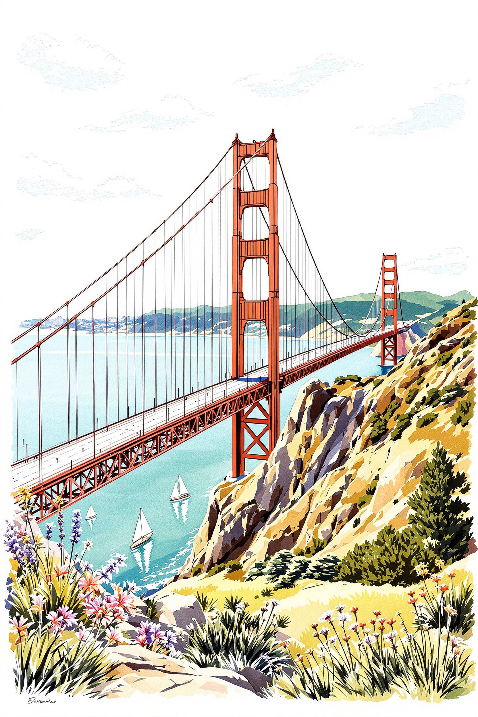 Beautiful Pen And Ink Sketch Of San Francisco