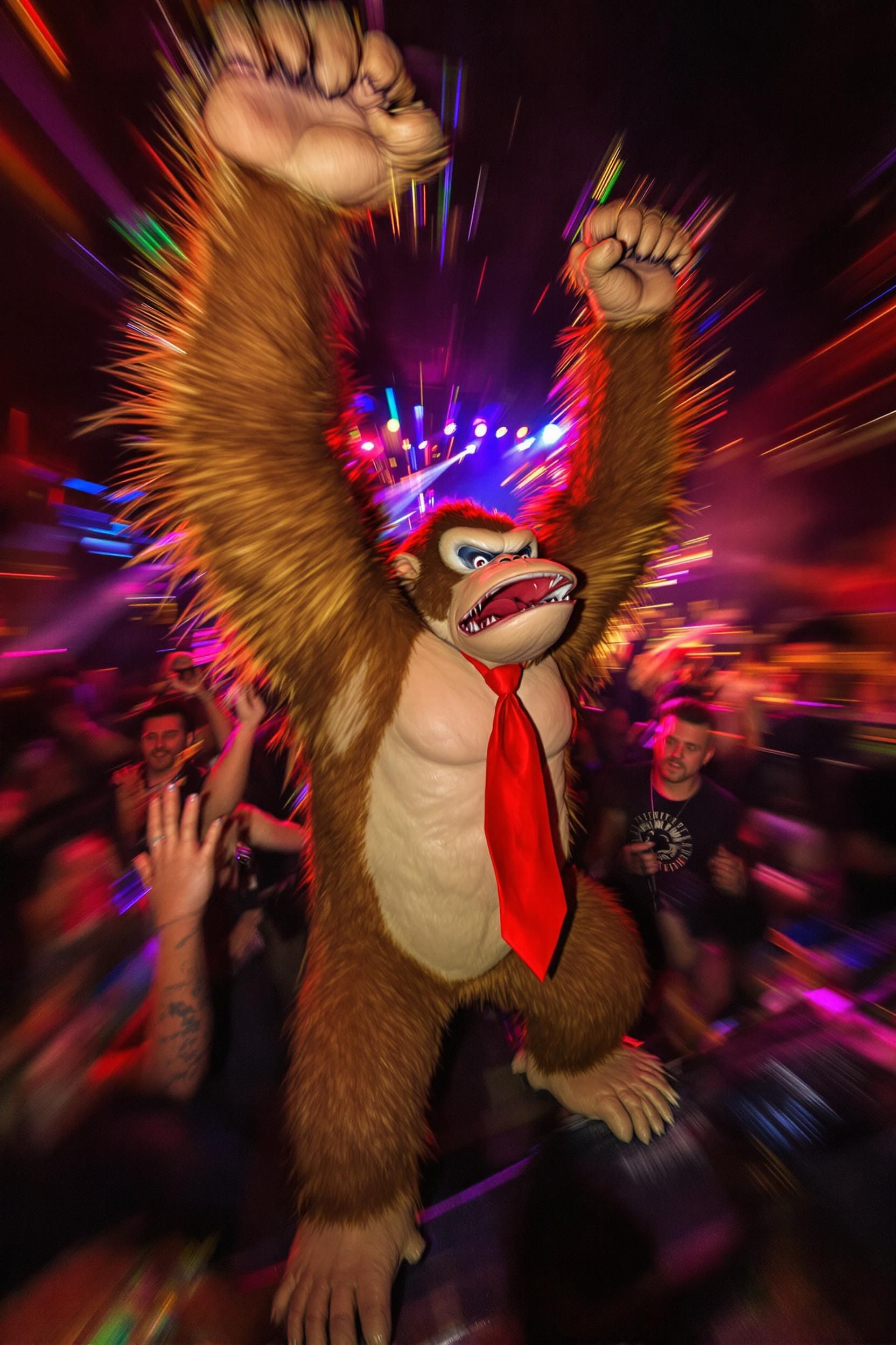 Blurry Concert Footage Of Donkey Kong In The Mosh Pit At A Punk Show