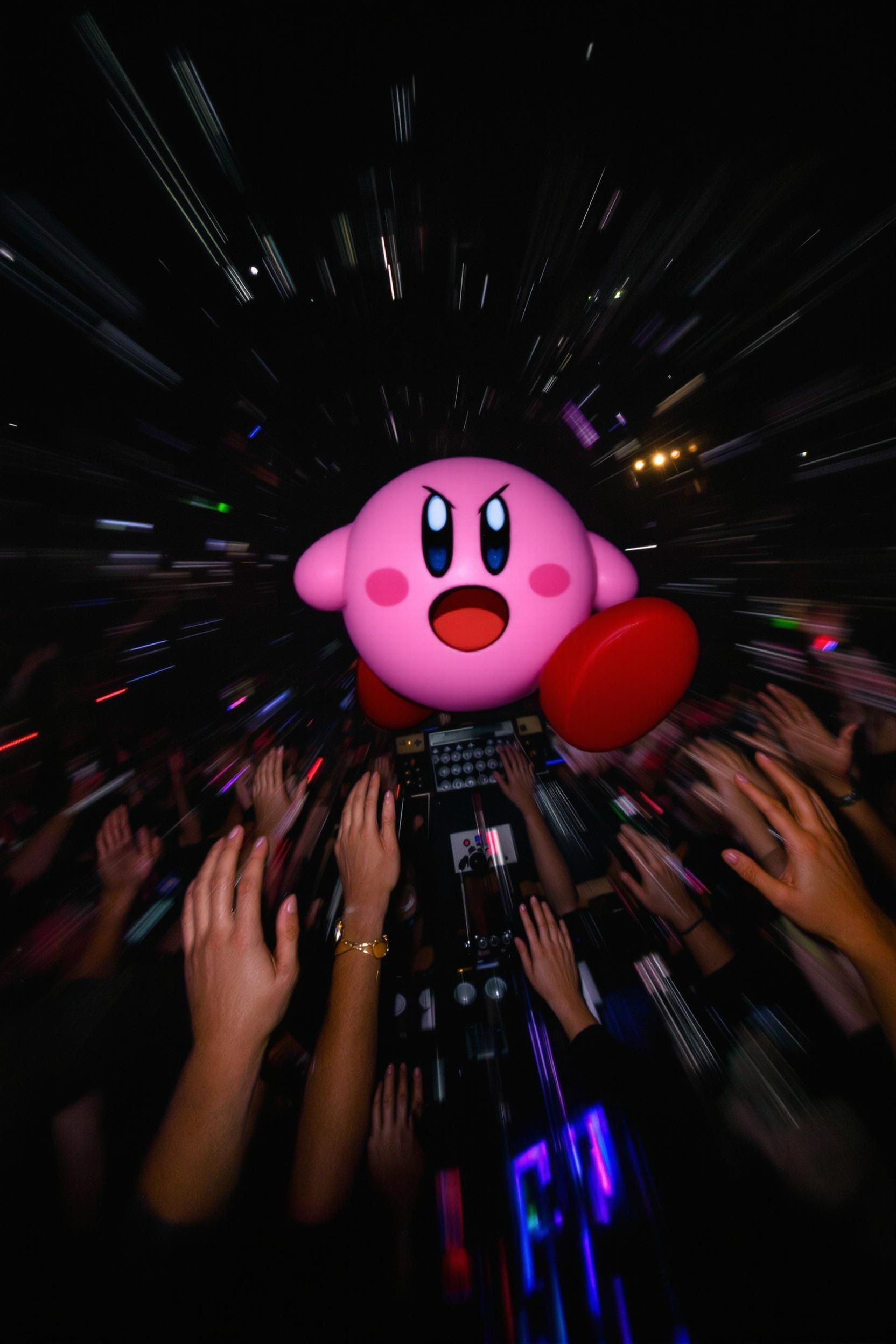 Blurry Concert Footage Of Kirby In The Mosh Pit At A Punk Show
