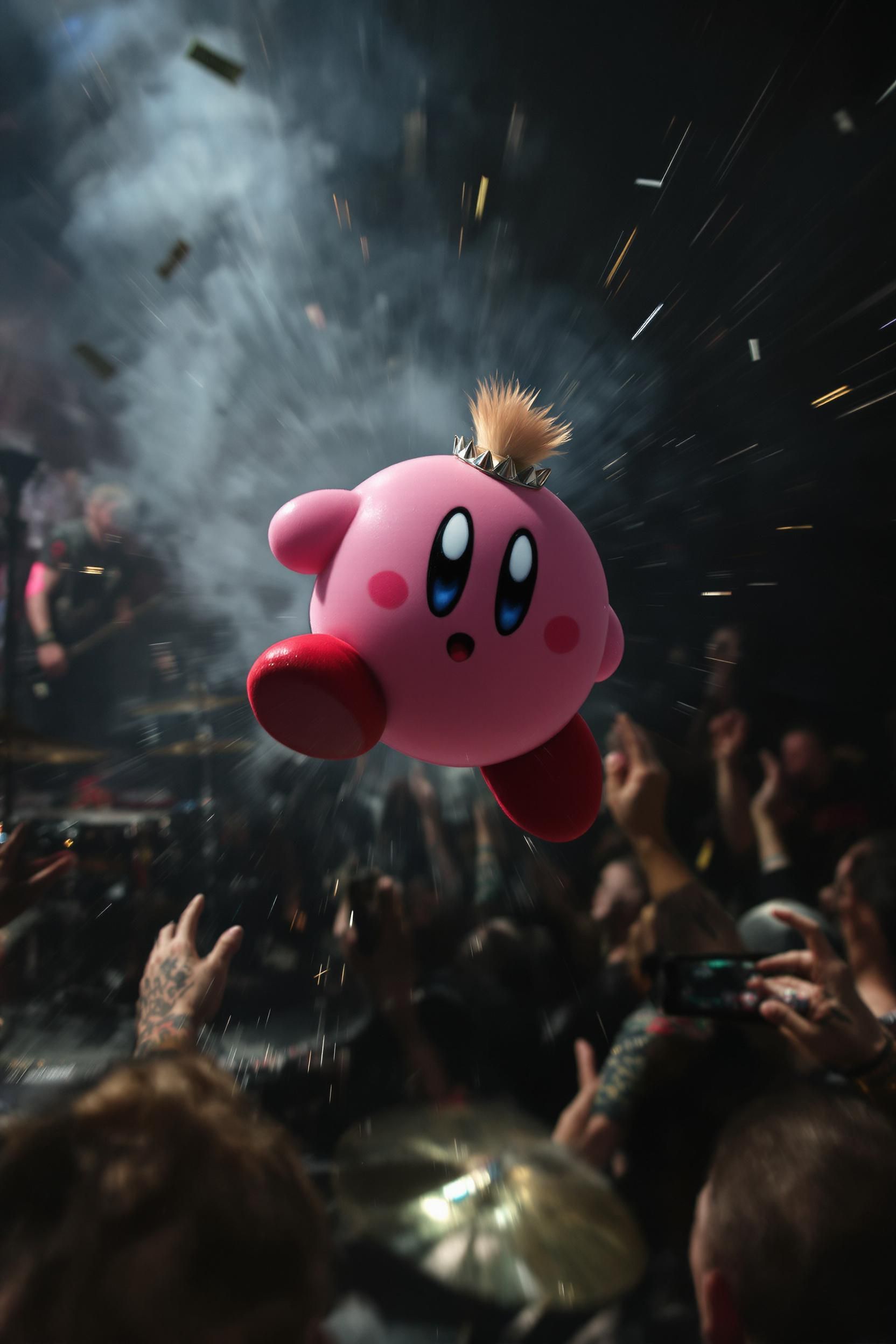 Blurry Concert Footage Of Kirby In The Mosh Pit At A Punk Show
