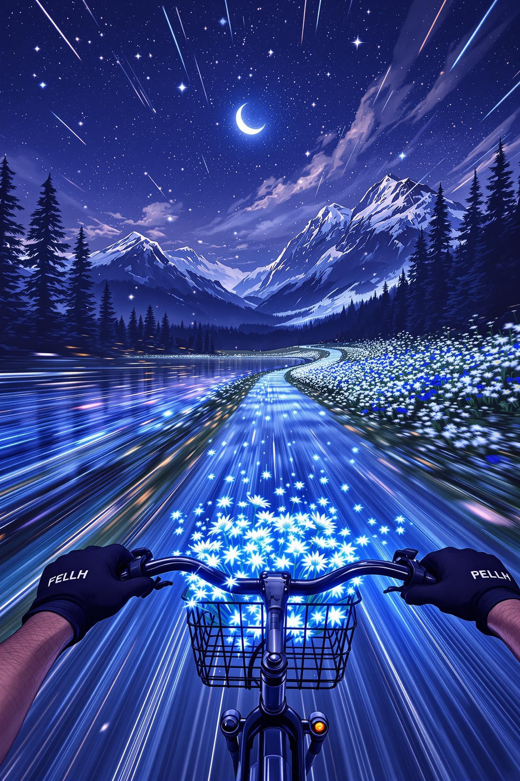 Breathtakingly Beautiful Scene From A First-person Perspective The Girl Rides A Bicycle With Her