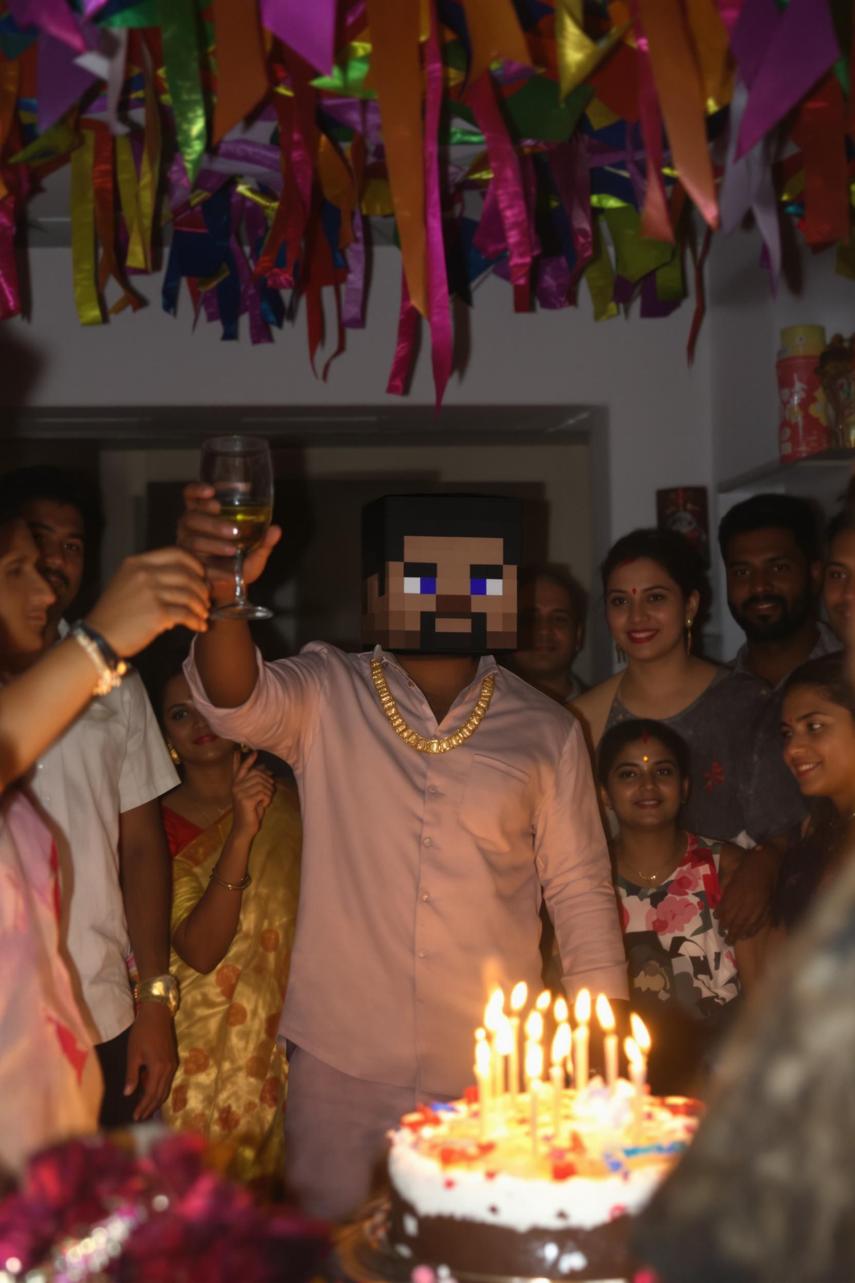 Candid Photo Taken At A Party With A General Casual Vibe With Minecraft Steve (but Hes A Tamil I 2