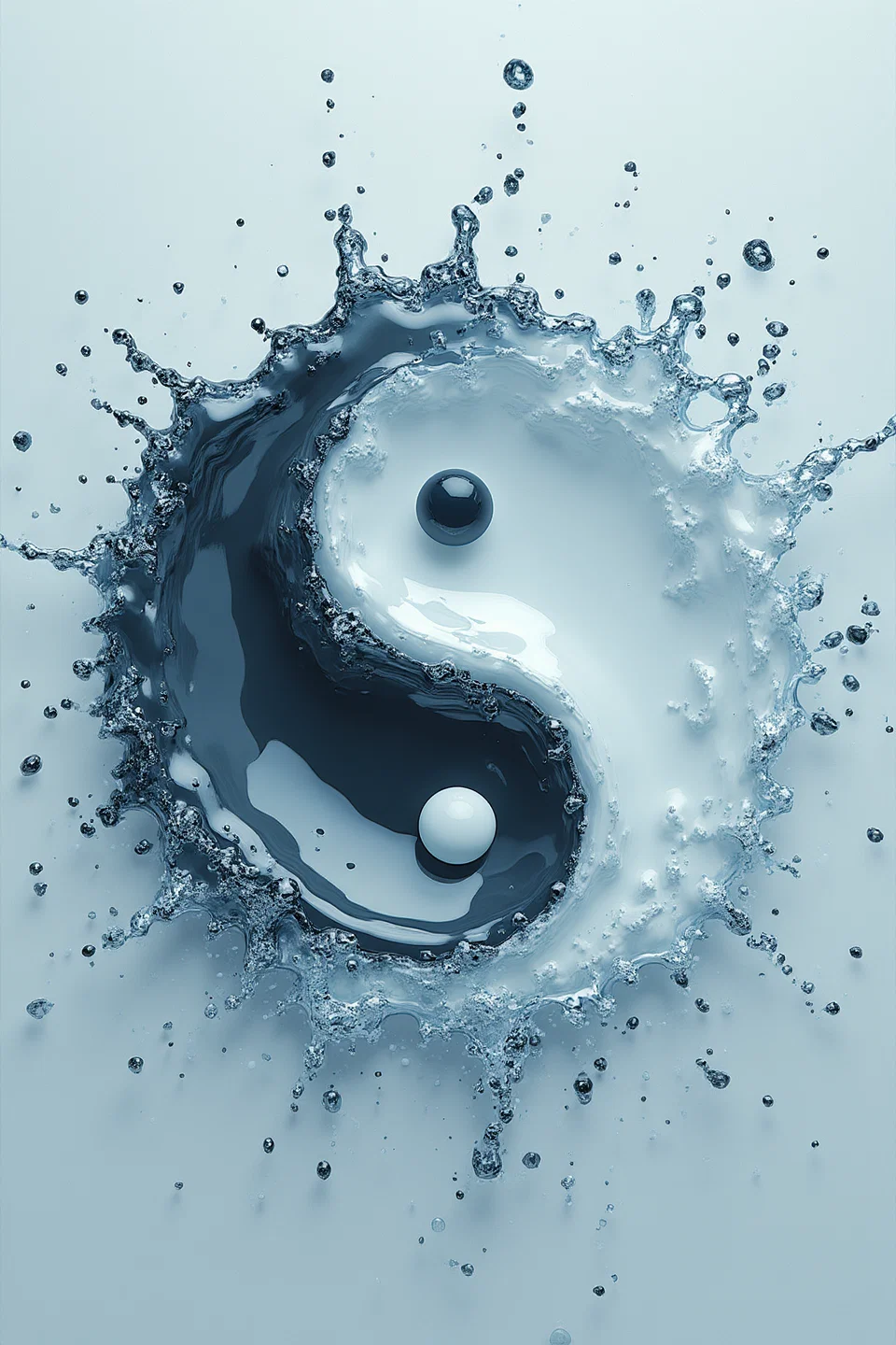 Crea La Imagen De Un Yin Yang De Agua Estilo Realista
