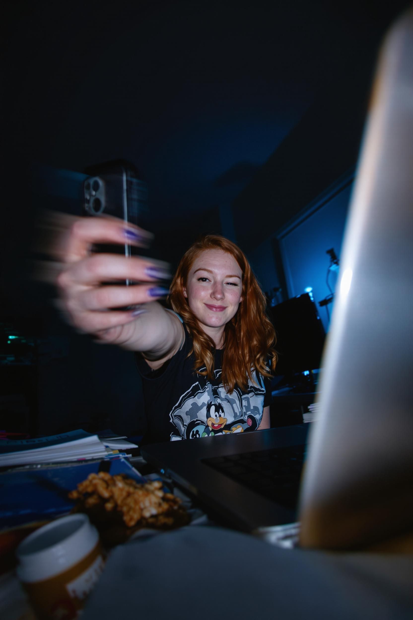 Cute Ginger Woman Characterized By Freckles And Striking Cat-like Eyes