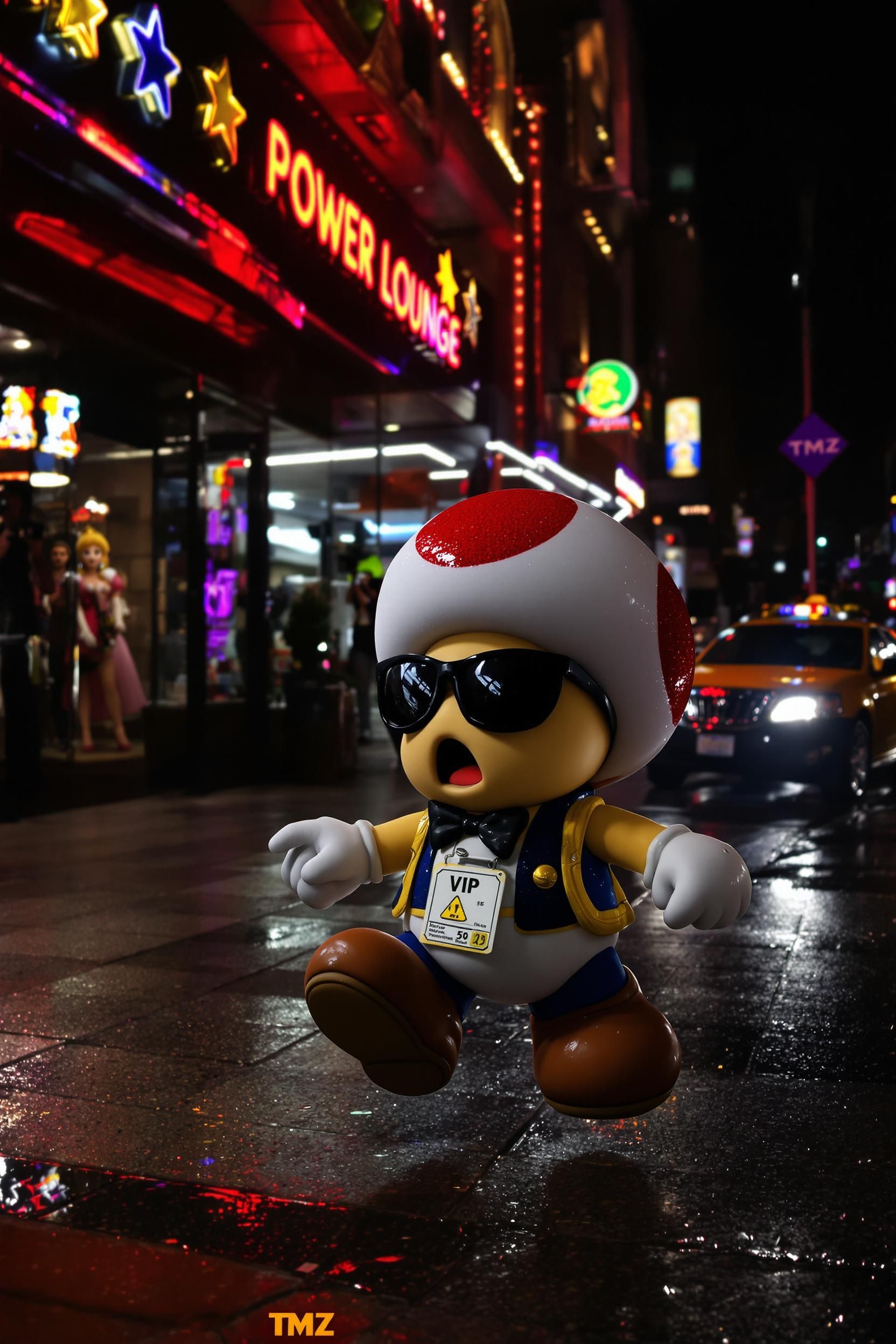 Cute Toad From Super Mario Leaving The Club At Night