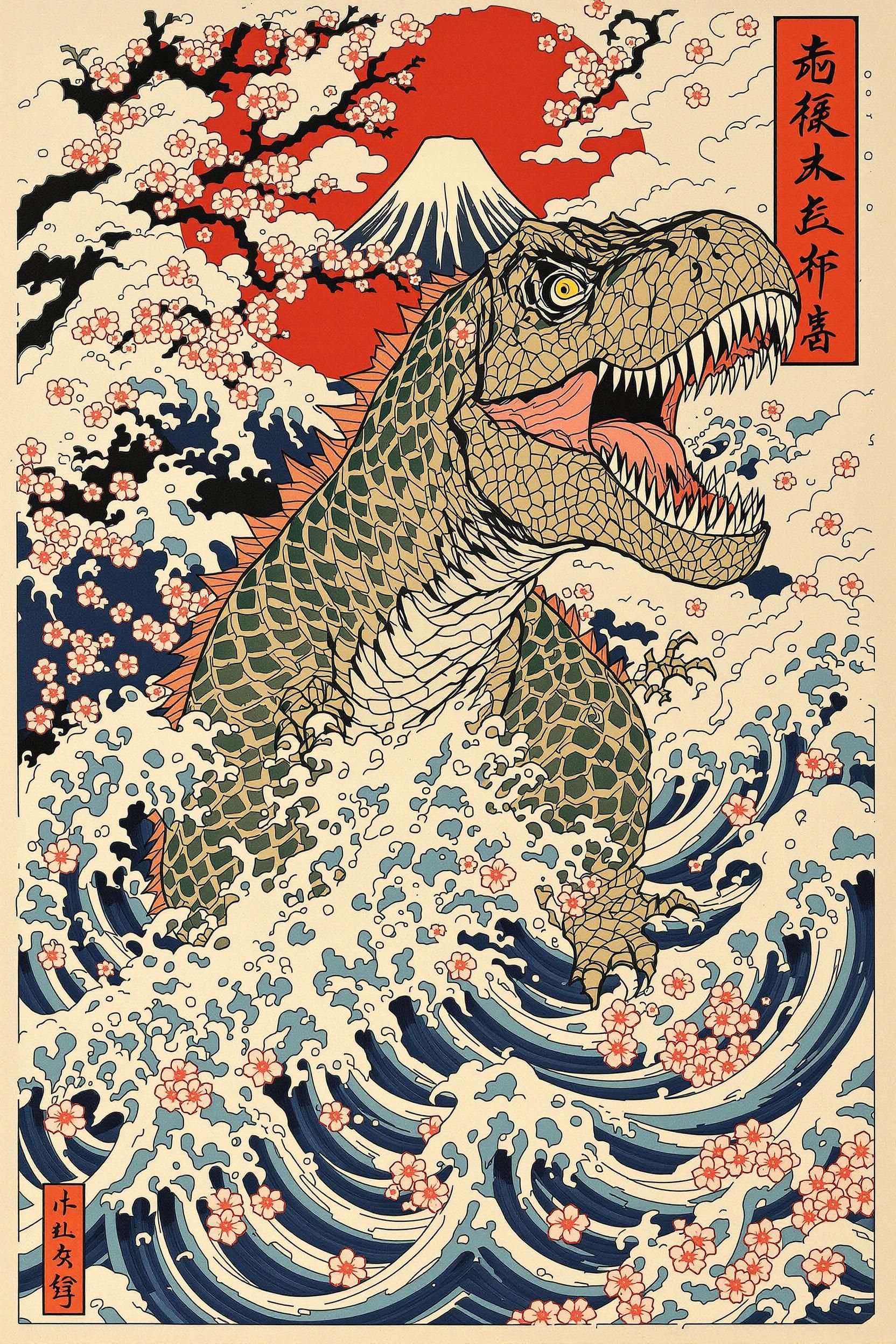 Dinosaur Japanese Tattoo Design