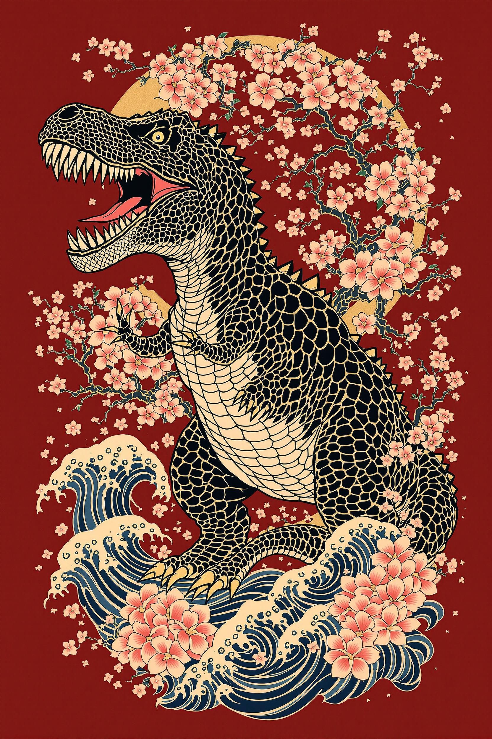 Dinosaur Japanese Tattoo Design