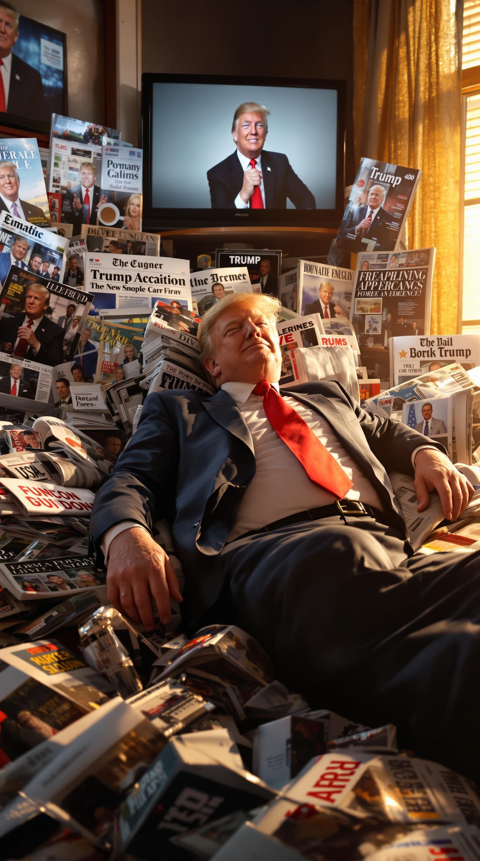Donald Trump Lying On Pile Of Garbage