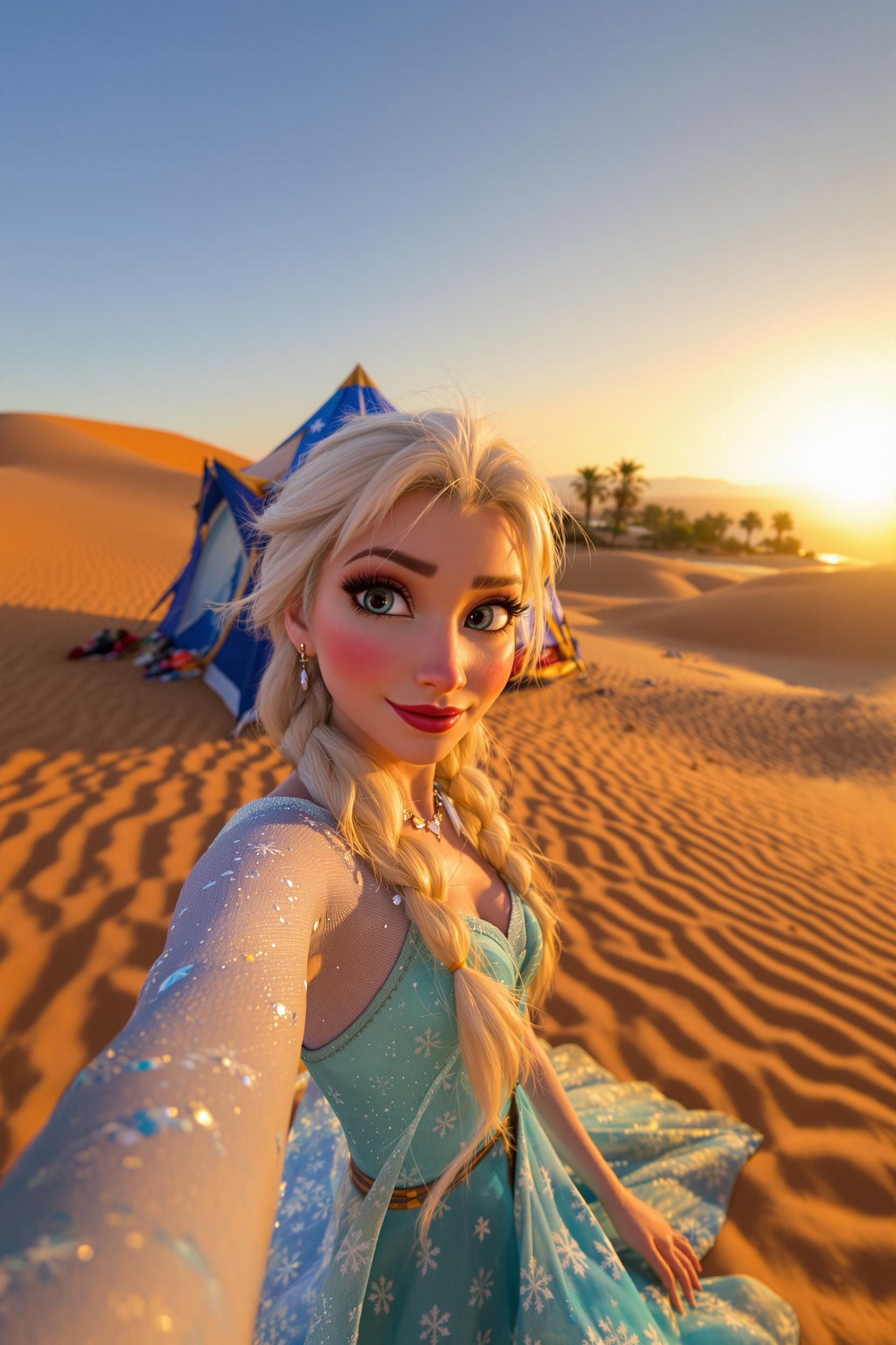 Elsa From Frozen In The Sahara Dessert Camping In A Tent