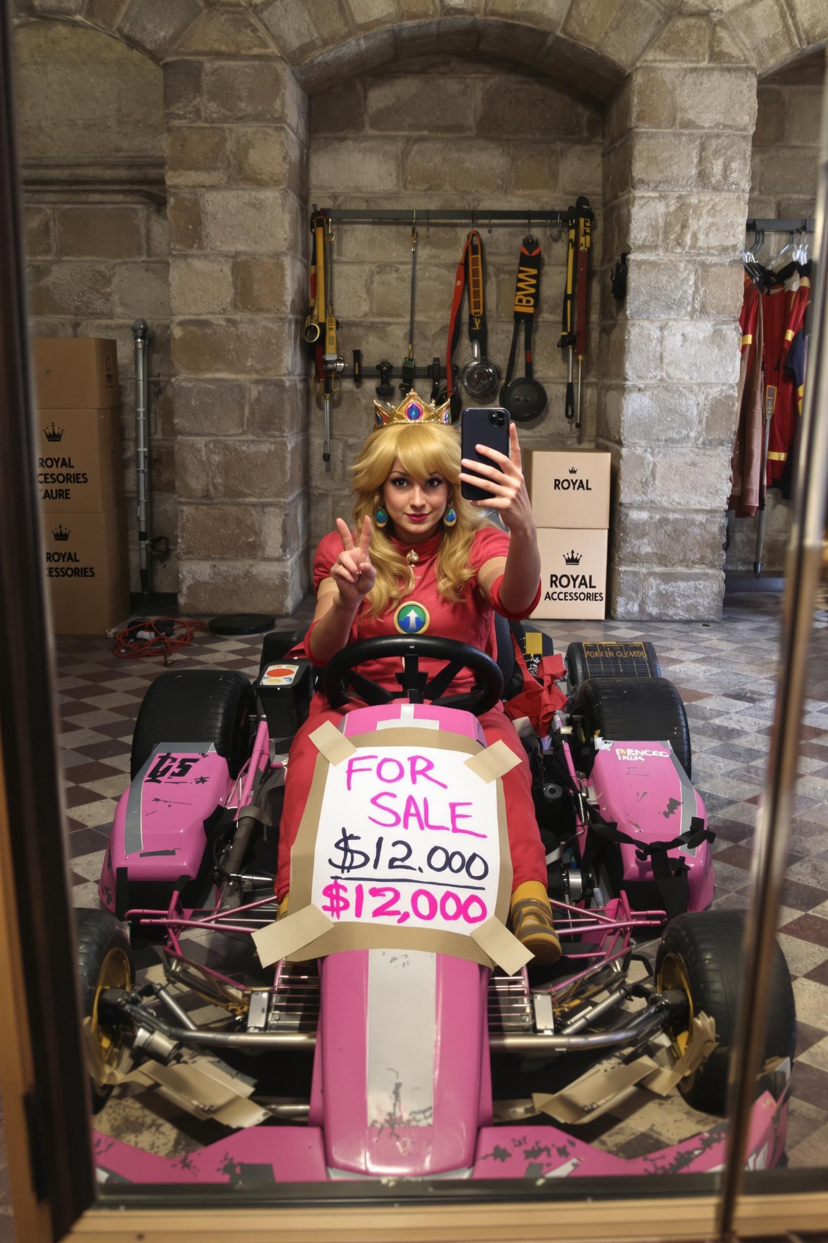 Facebook Marketplace Listing Photo Of Princess Peach Selling Her "slightly Used" Go-kart