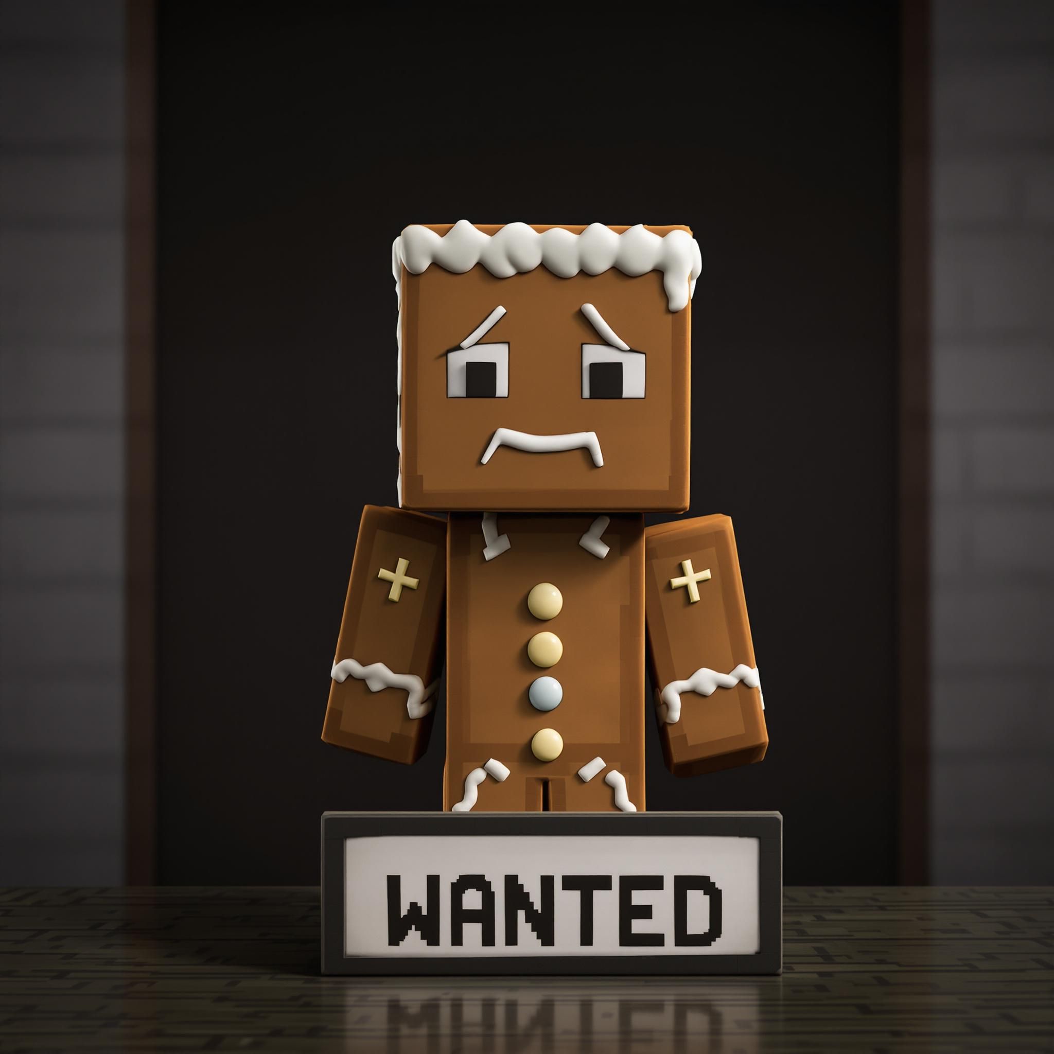 Generate A Minecraft Cute Gingerbread Man In A Mugshot