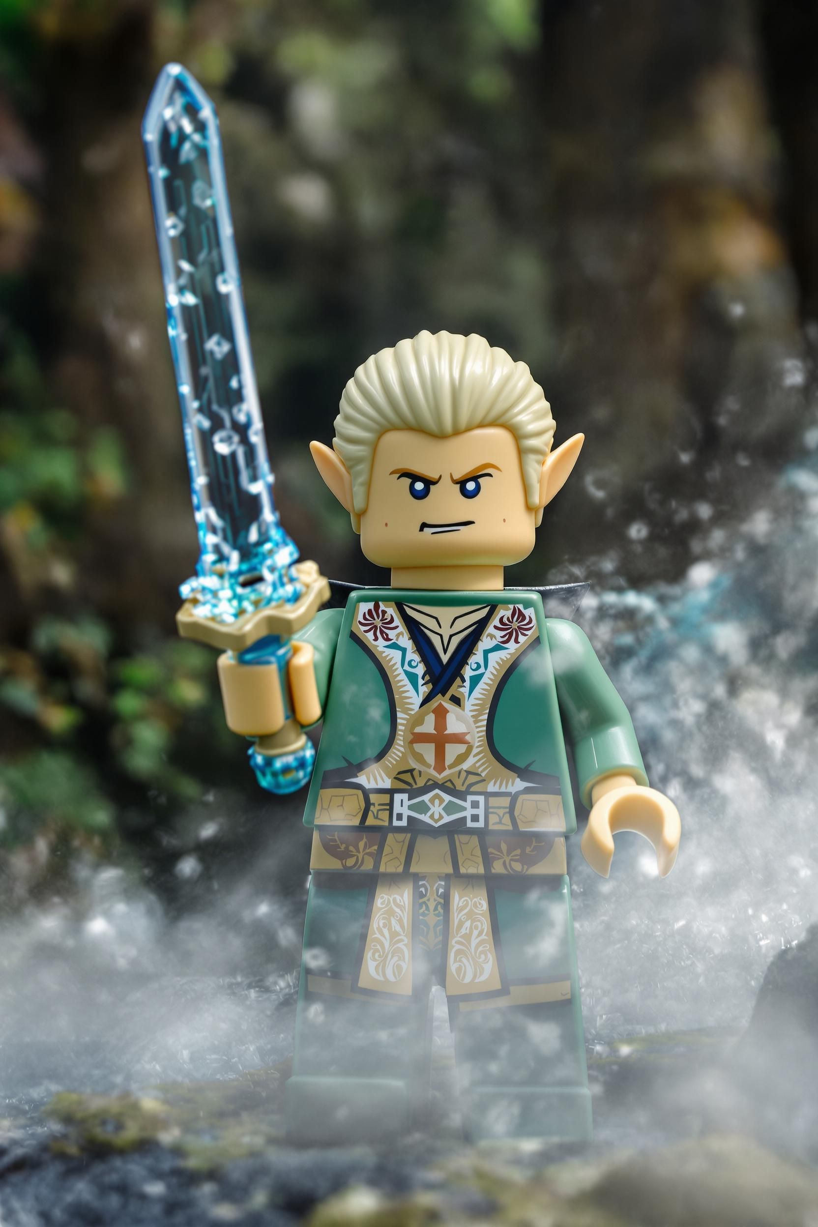 Give Me A Lego Version Of A Blond Elf With Pale Skin And A Stoic Facial Expression