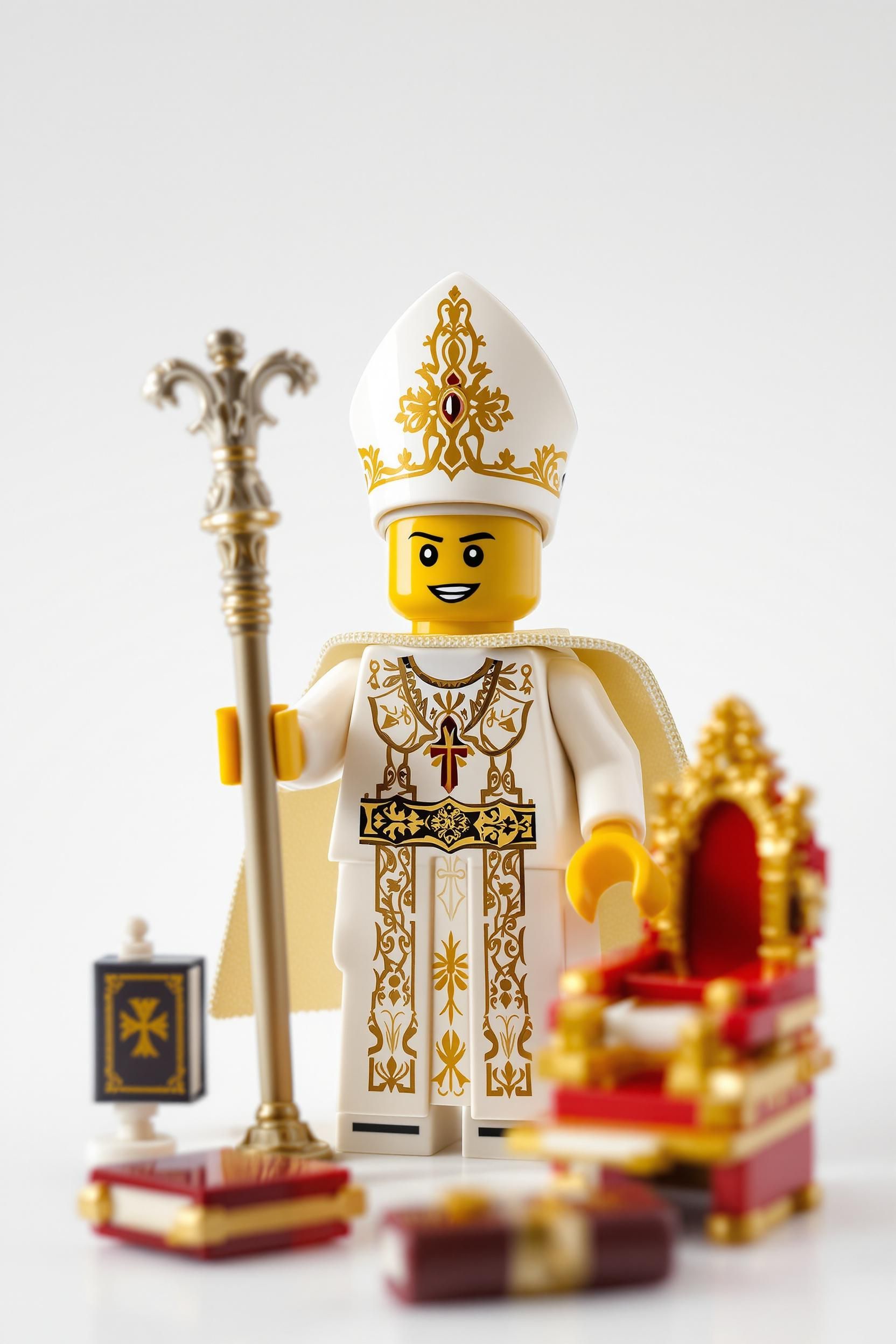 Give Me A Lego Version Of The POPE On A White Backgroun