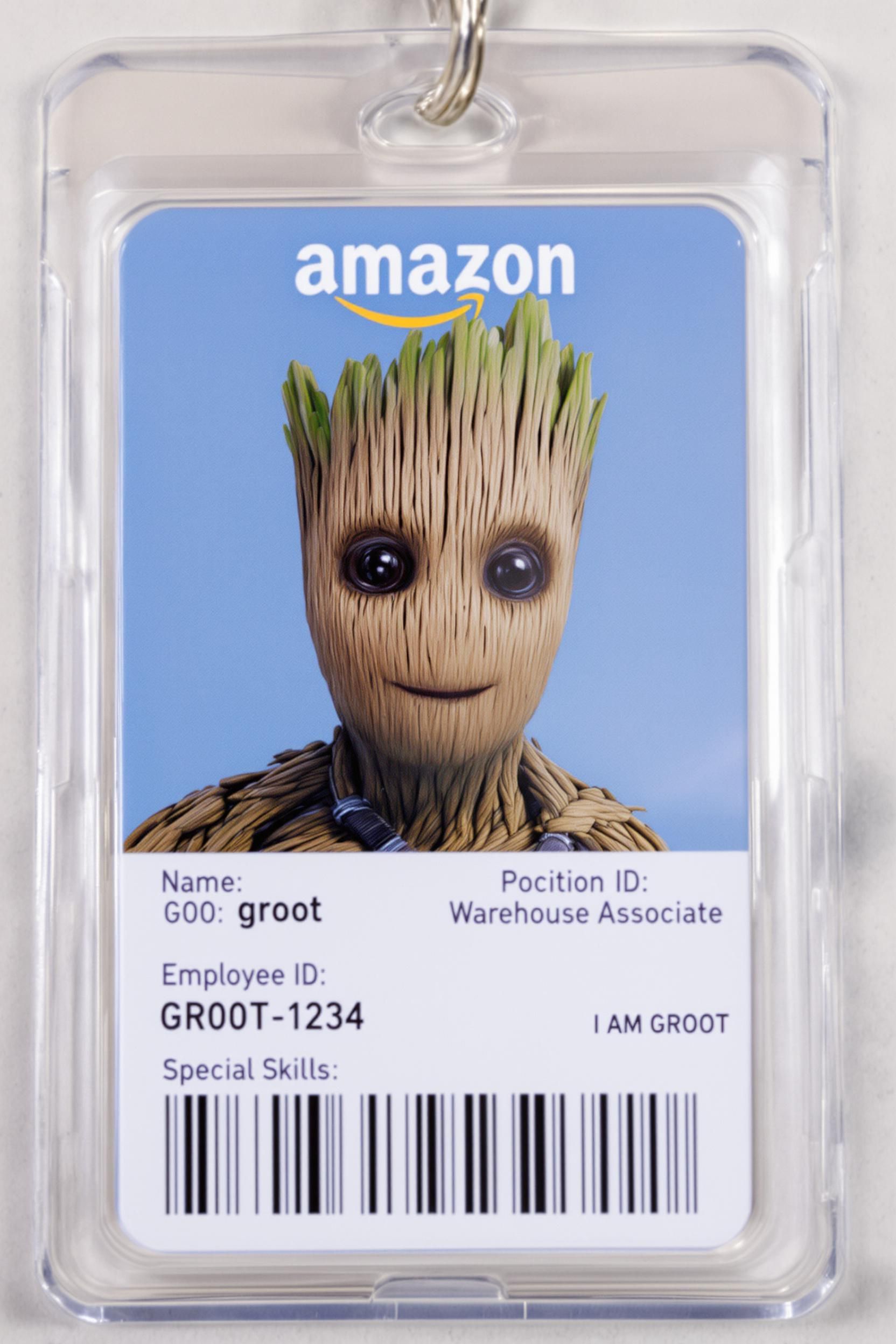 Groot's Employee ID Badge For Amazon Warehouse