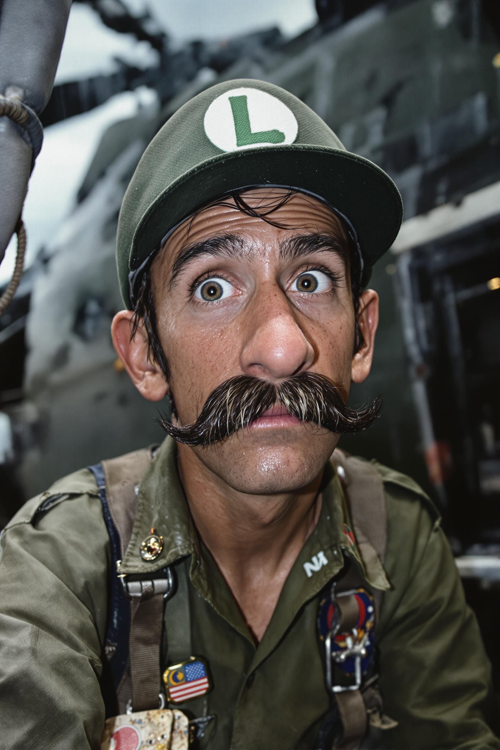 Grungy Photo Of Luigi From Mario Broxshown During A Tour Of Duty In Vietnam 1968