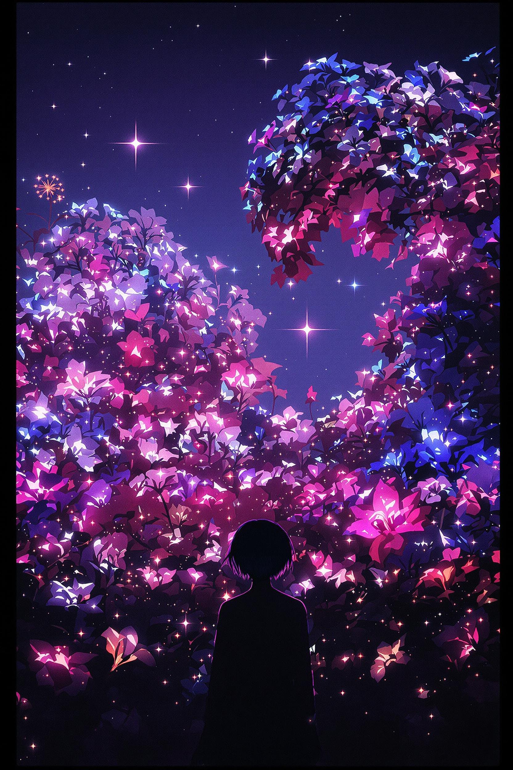 Happy Rei Ayanami Standing In A Beautiful Field Of Flowers