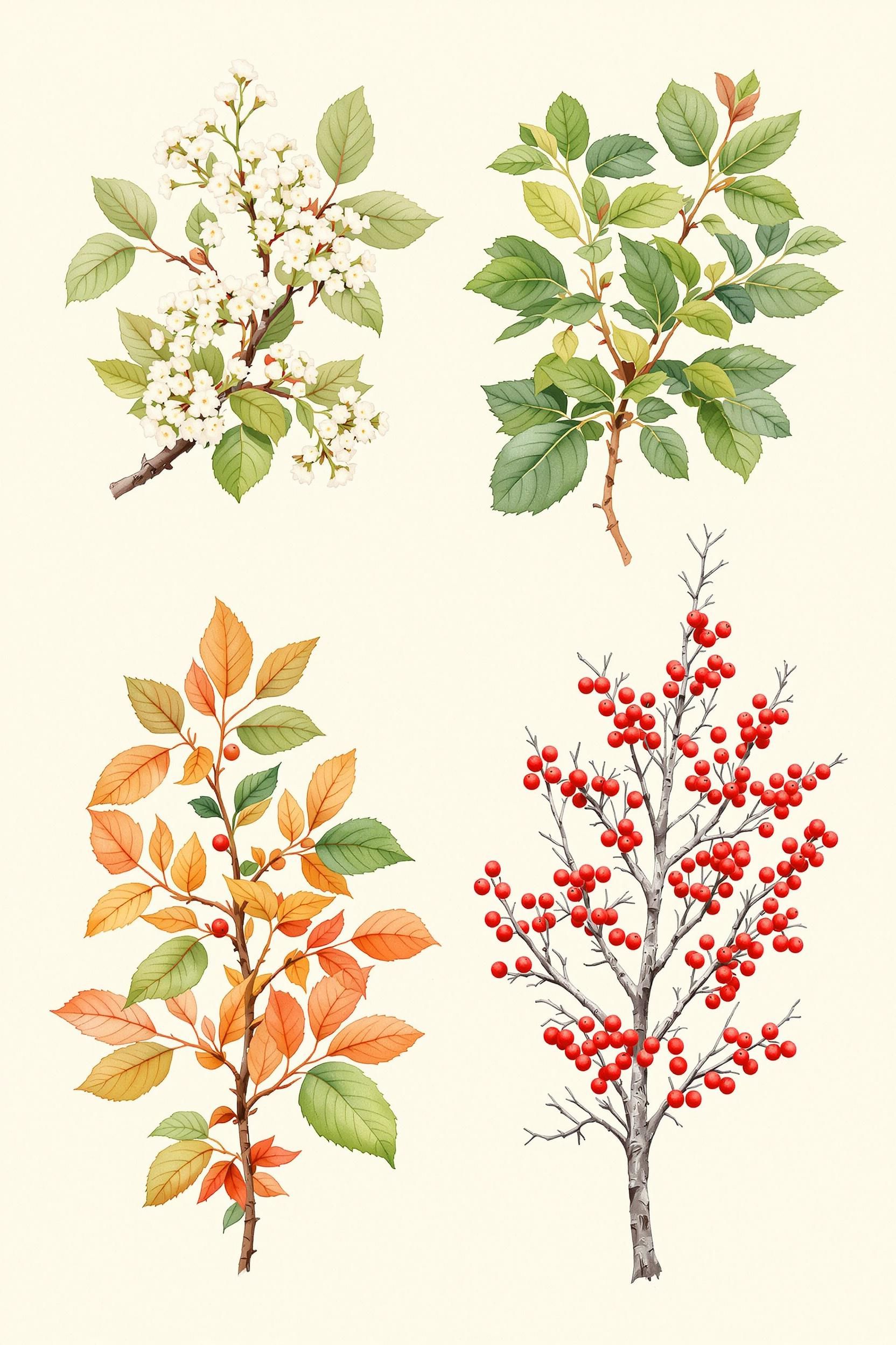Hawthorn Flowers And Berries